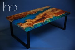 Ancient Maple Burl Live Egde Luxury Modern Design Coffee Table, Contemporary