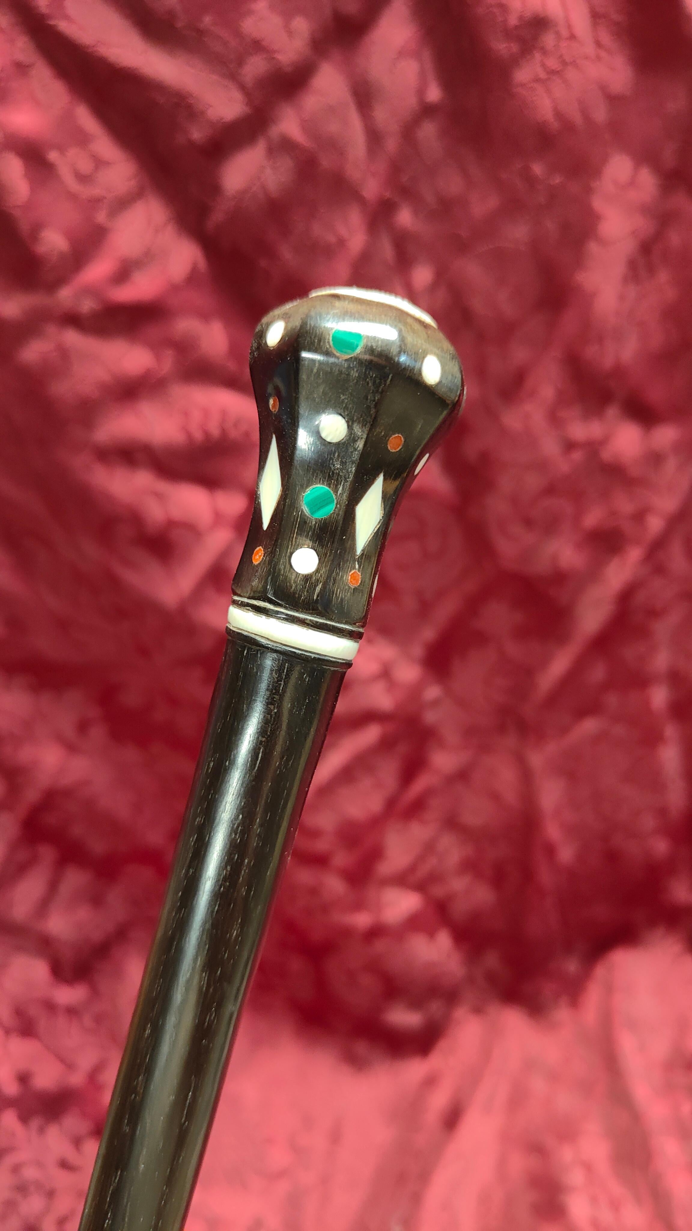 Ancient Masonic Cane With Semi-precious Stones For Sale 9