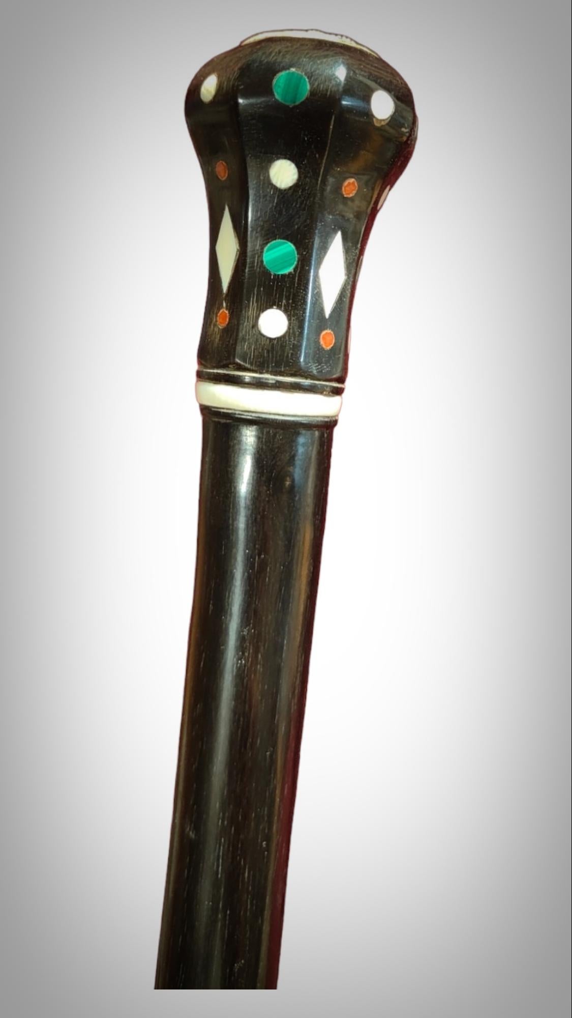 Ancient Masonic Cane With Semi-precious Stones For Sale 1