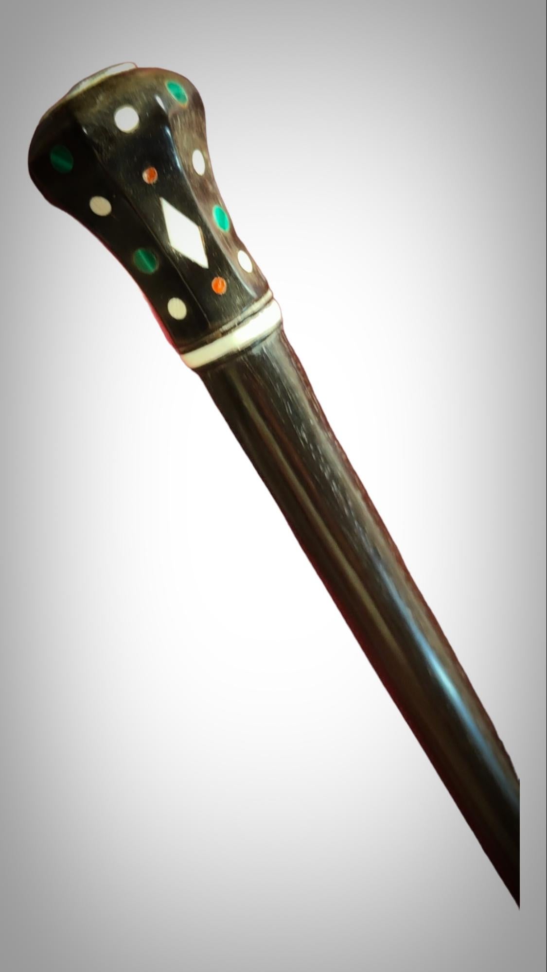 Ancient Masonic Cane With Semi-precious Stones For Sale 4