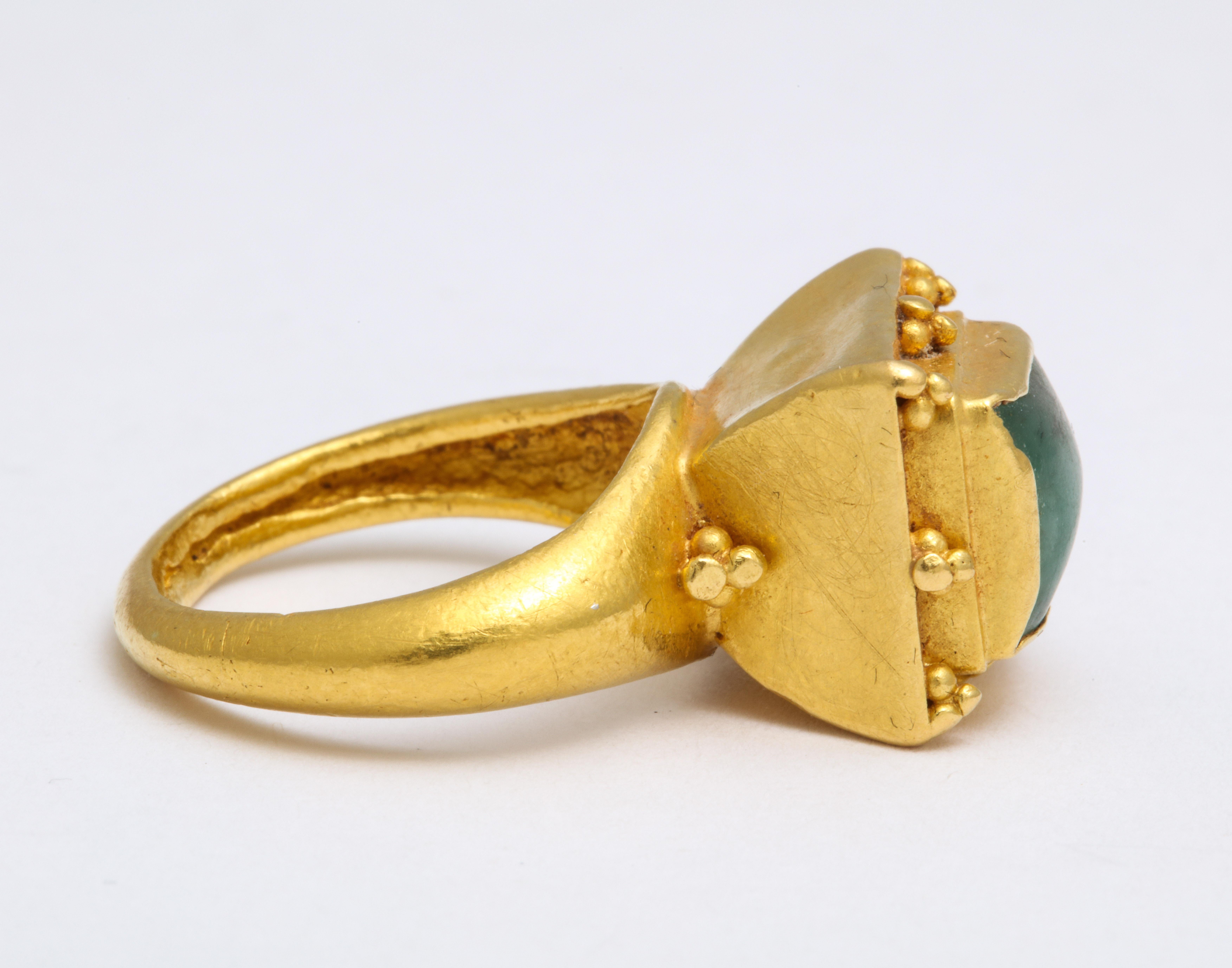 Women's or Men's Ancient Medieval Gold Emerald Ring