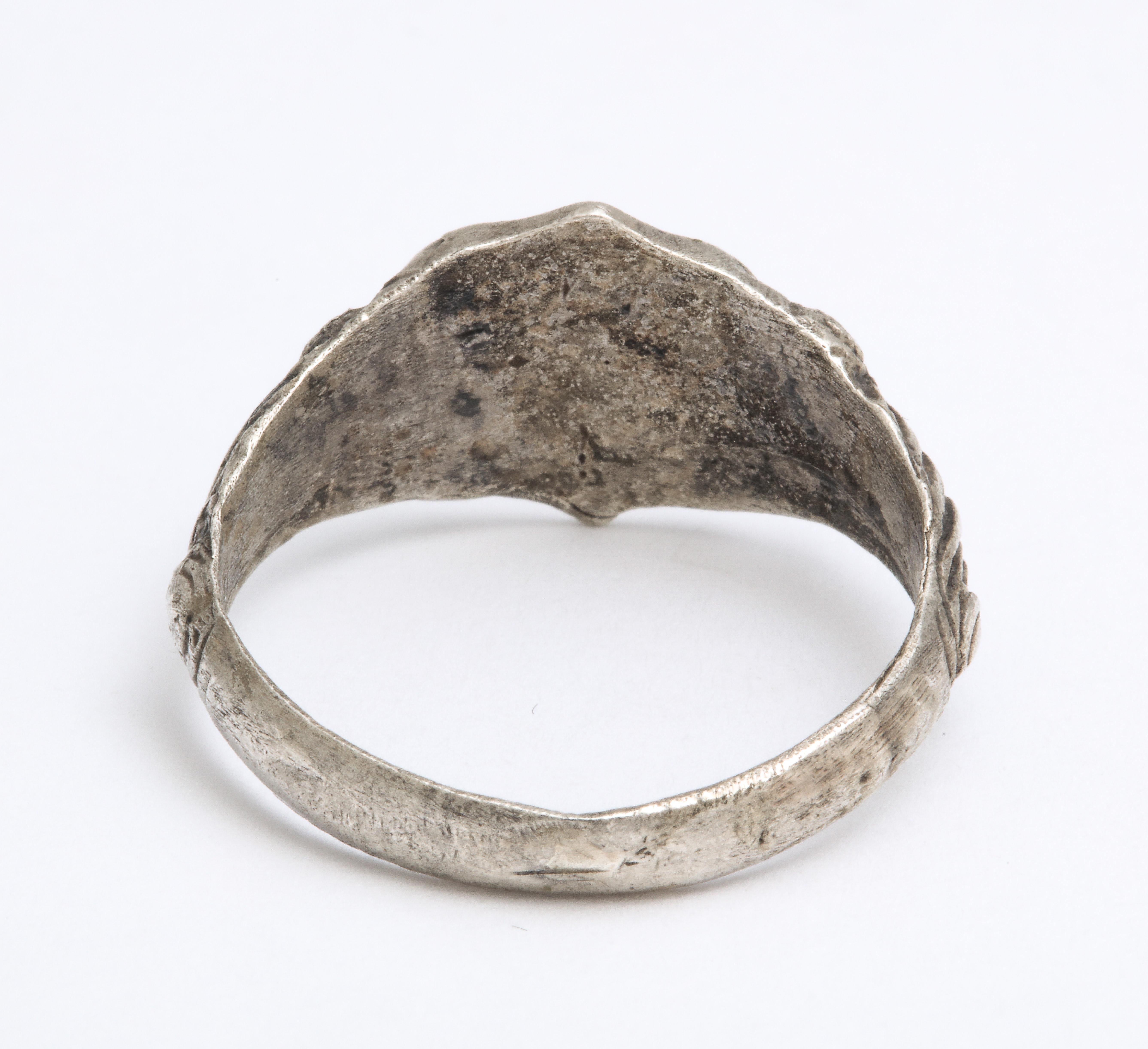 Ancient Medieval Silver Judaica Ring with Star of David In Good Condition In Stamford, CT