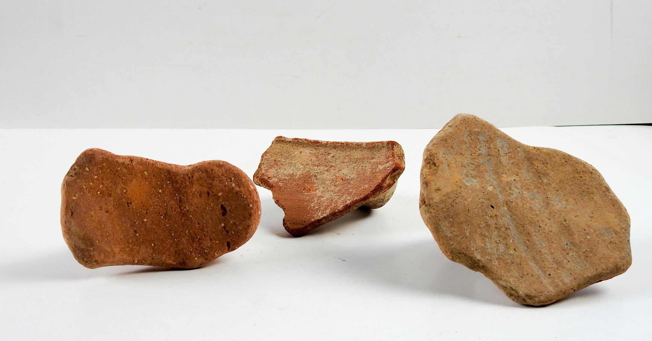 18th Century and Earlier Ancient Mediterranean Pottery Fragments Amphora Handles Set of 3 For Sale