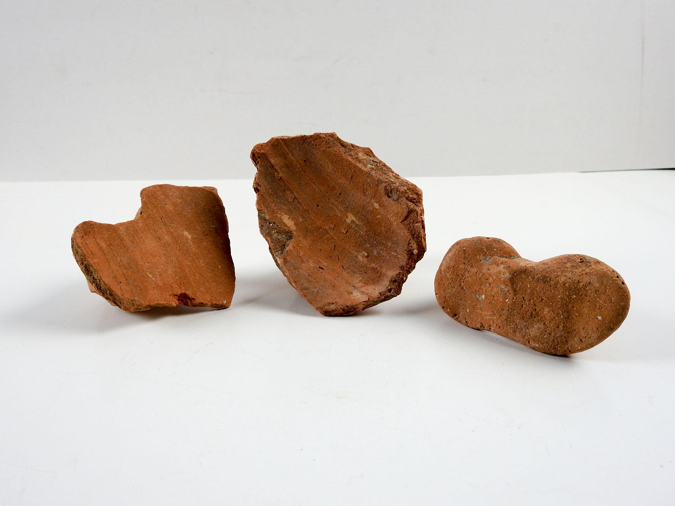 18th Century and Earlier Ancient Mediterranean Pottery Handle Fragments Amphora Set of 3 For Sale