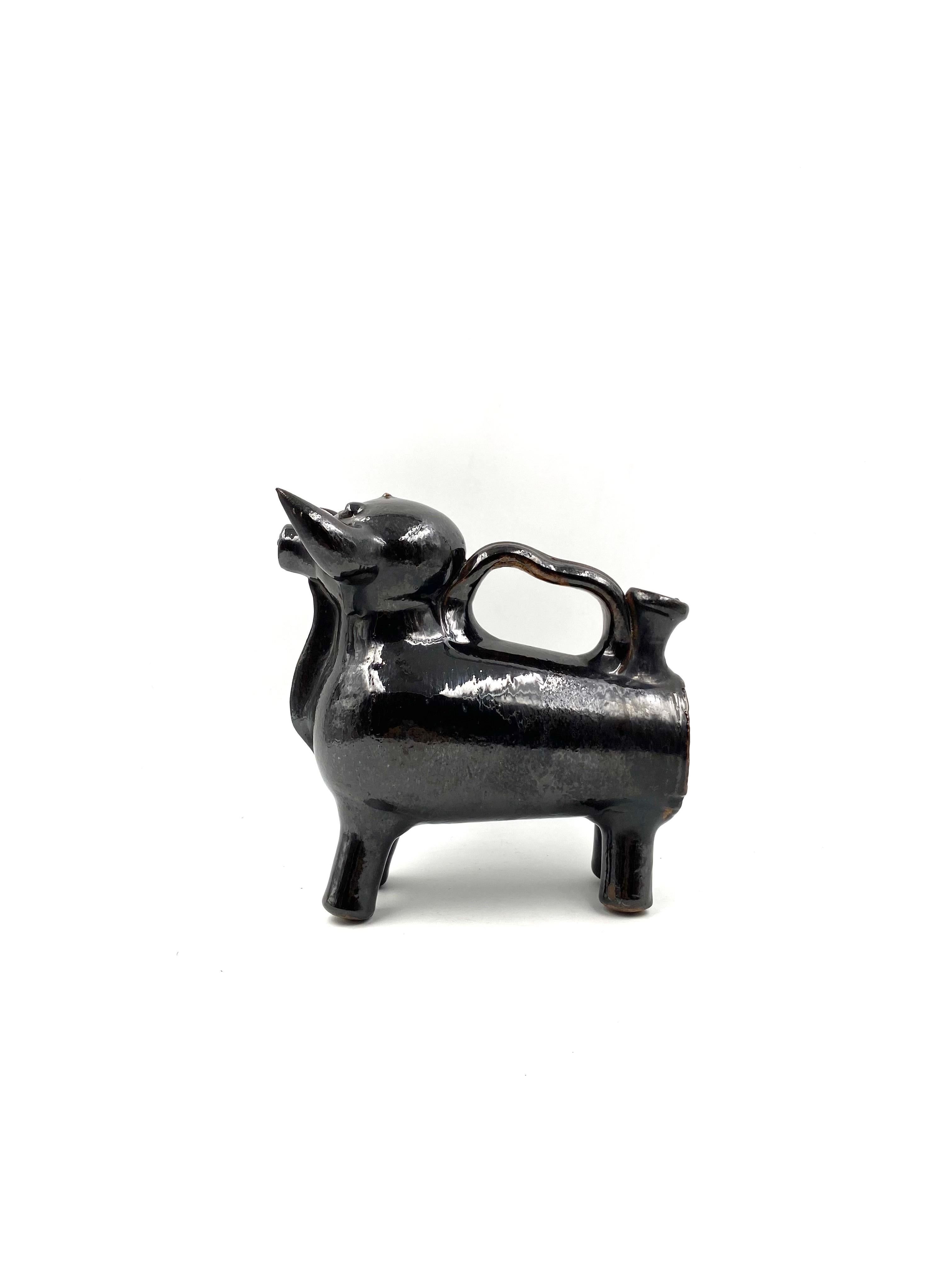 Primitive Ancient Mediterranean Style Bull Shaped Jug Sculpture, France, 1960s For Sale