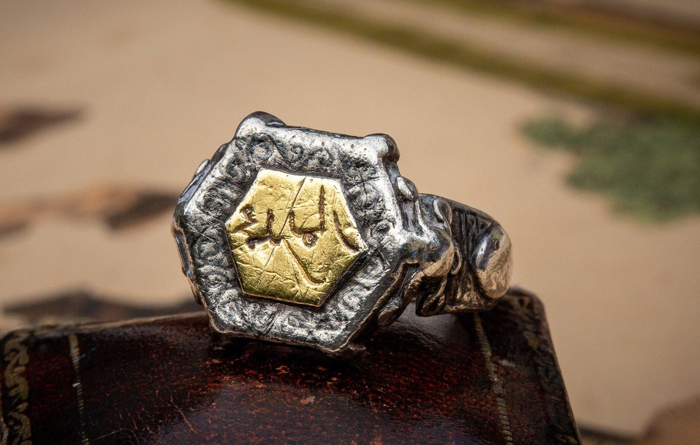 Exceptionally Rare Museum-Grade Antique Seljuk ‘Selçuklu’ Period Niello & Silver Islamic Ring

This incredible piece dates to the 11-13th century Seljuk dynasty. The hexagonal bezel features a negative cursive inscription on a gold plaque. The