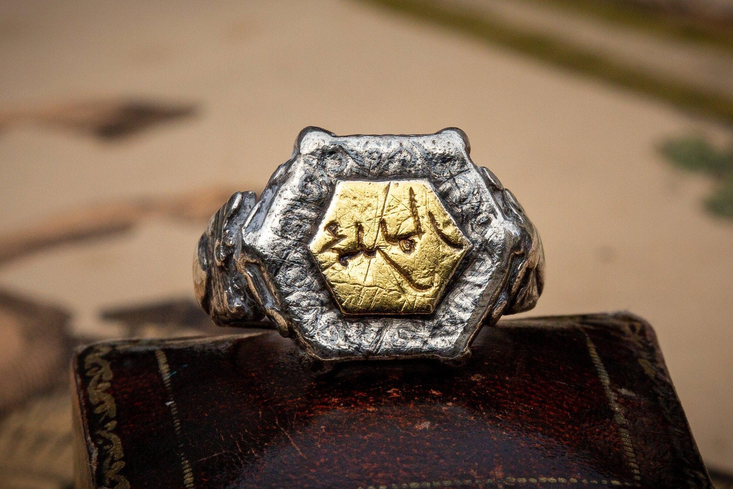 Women's or Men's Ancient Mens Seljuk Dynasty Islamic Silver Ring Signet Ring Mohamed Calligraphy
