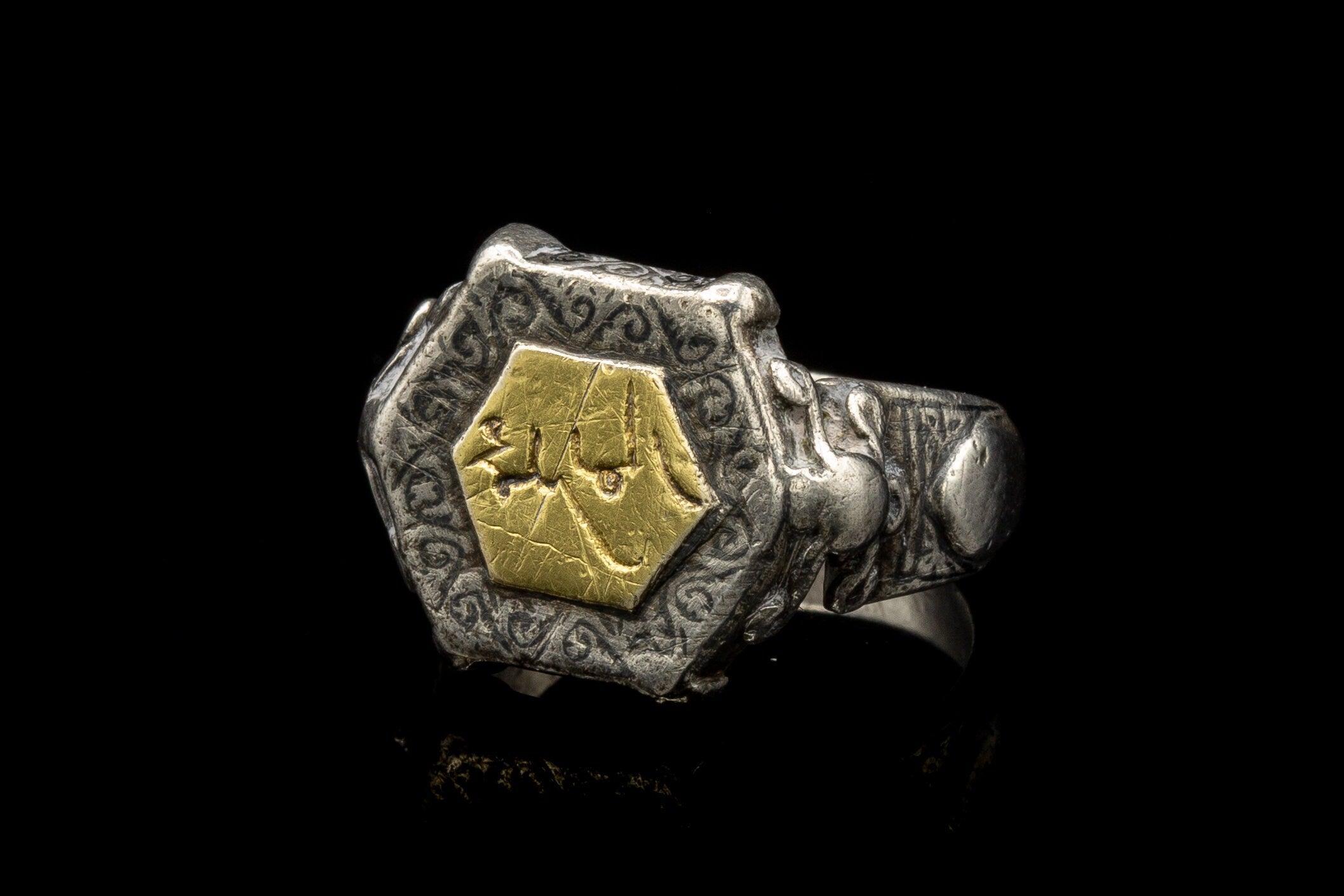 Ancient Mens Seljuk Dynasty Islamic Silver Ring Signet Ring Mohamed Calligraphy 1