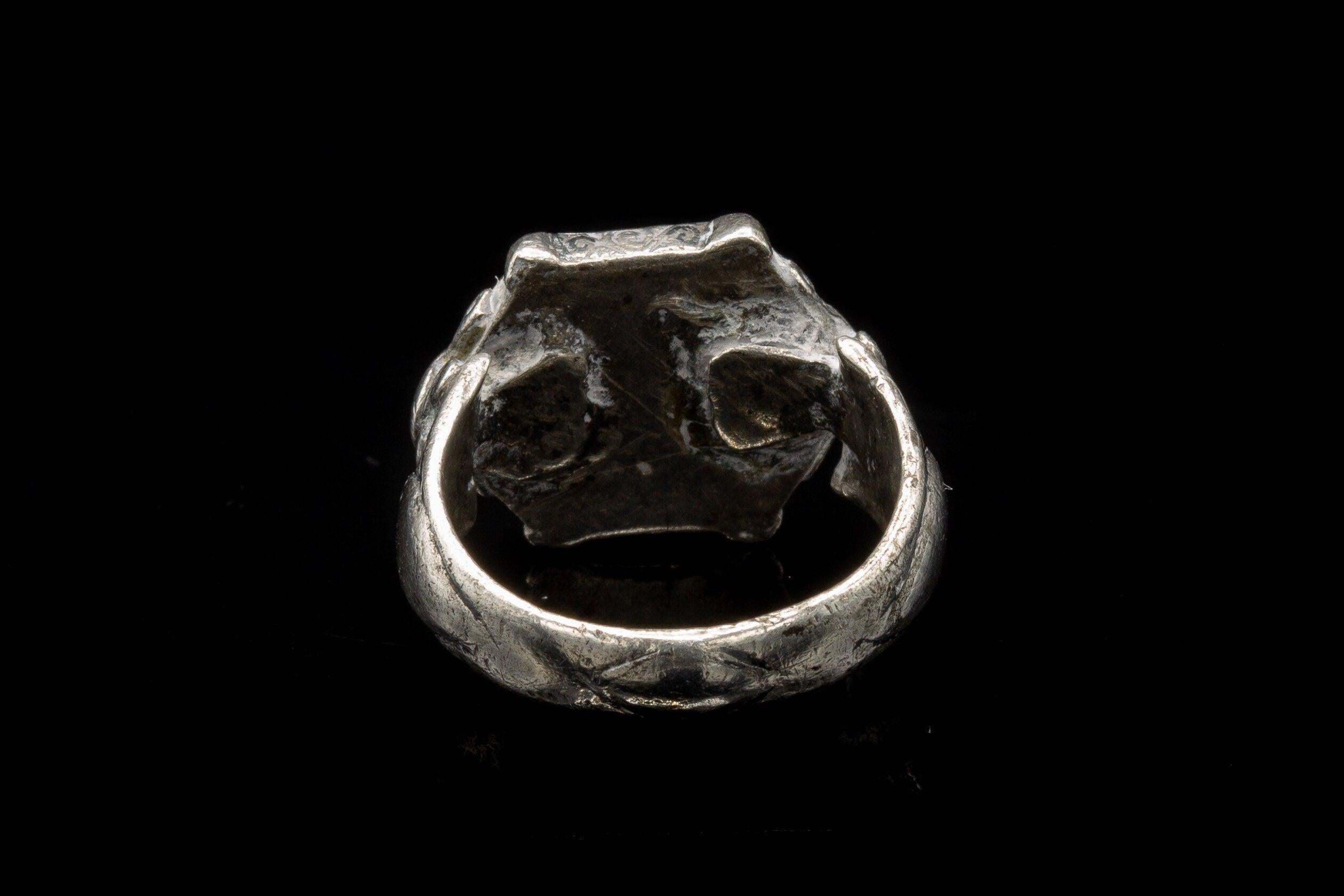 Ancient Mens Seljuk Dynasty Islamic Silver Ring Signet Ring Mohamed Calligraphy 3