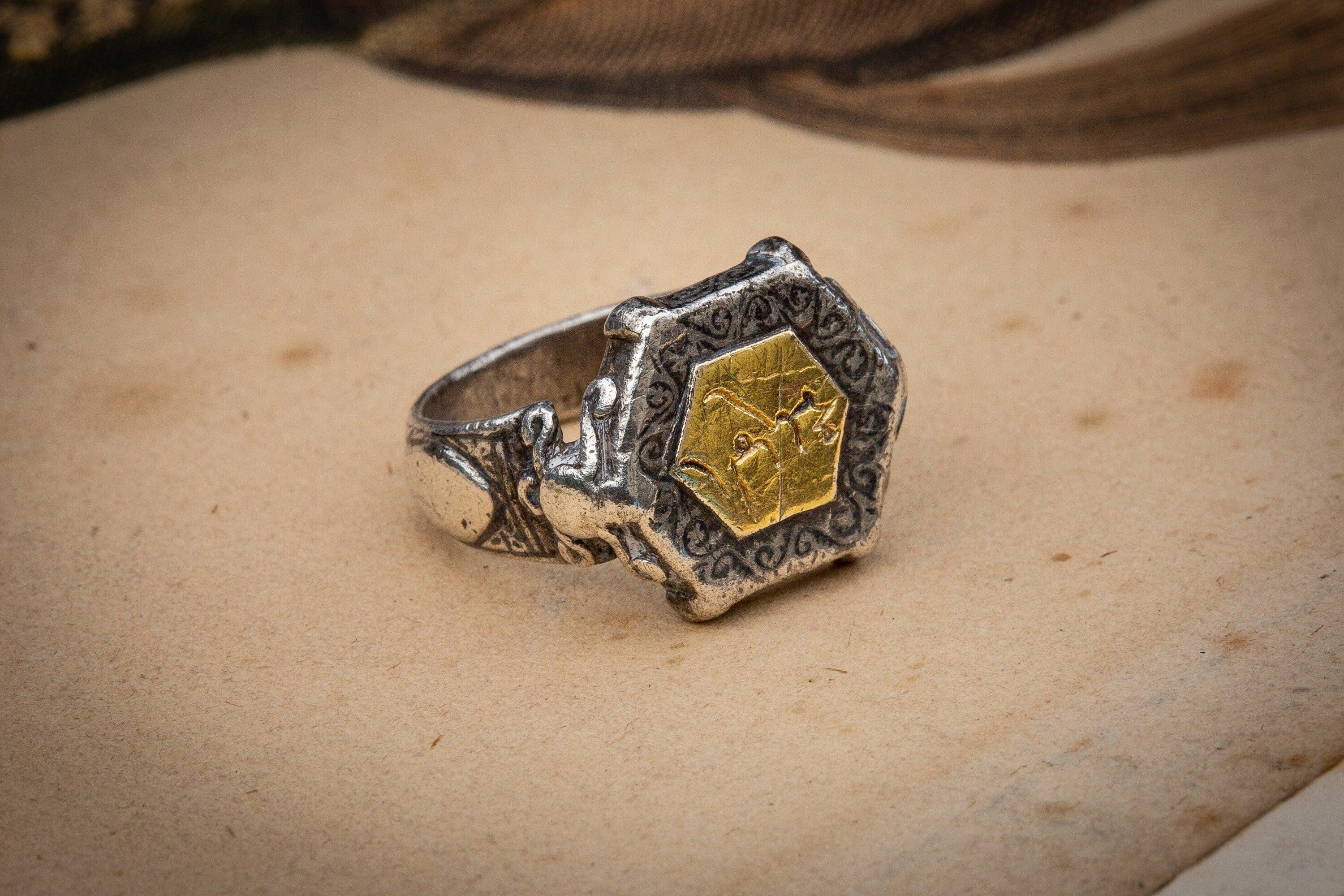Ancient Mens Seljuk Dynasty Islamic Silver Ring Signet Ring Mohamed Calligraphy 5