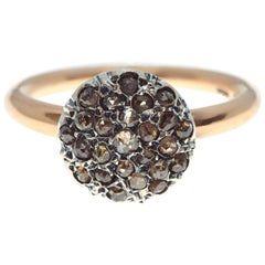 Antique 21st Century 9 Karat Rose Gold and Diamond Round Cesellato Cocktail Ring