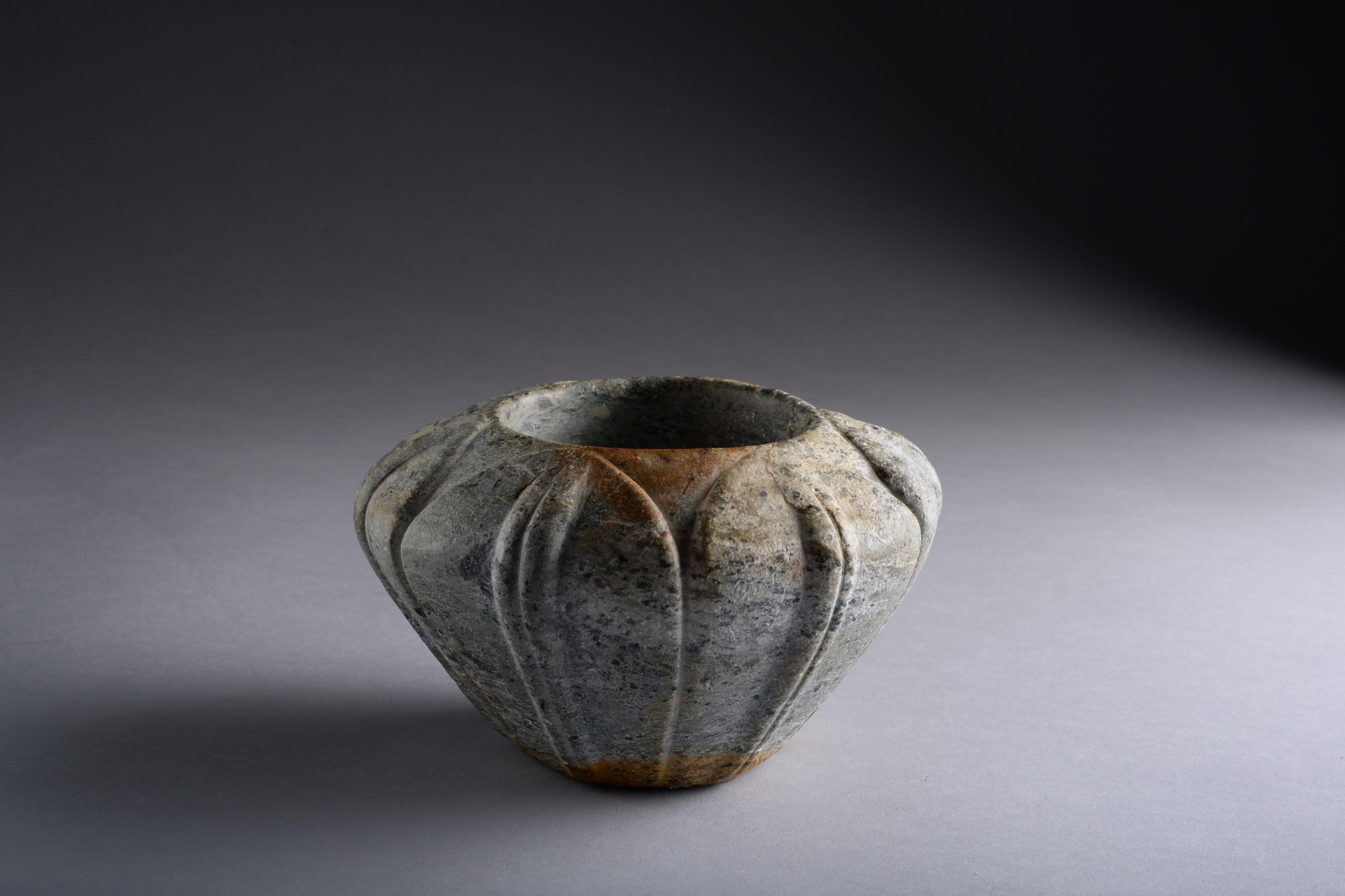 Serpentine Ancient Minoan Lotus Flower Vase For Sale