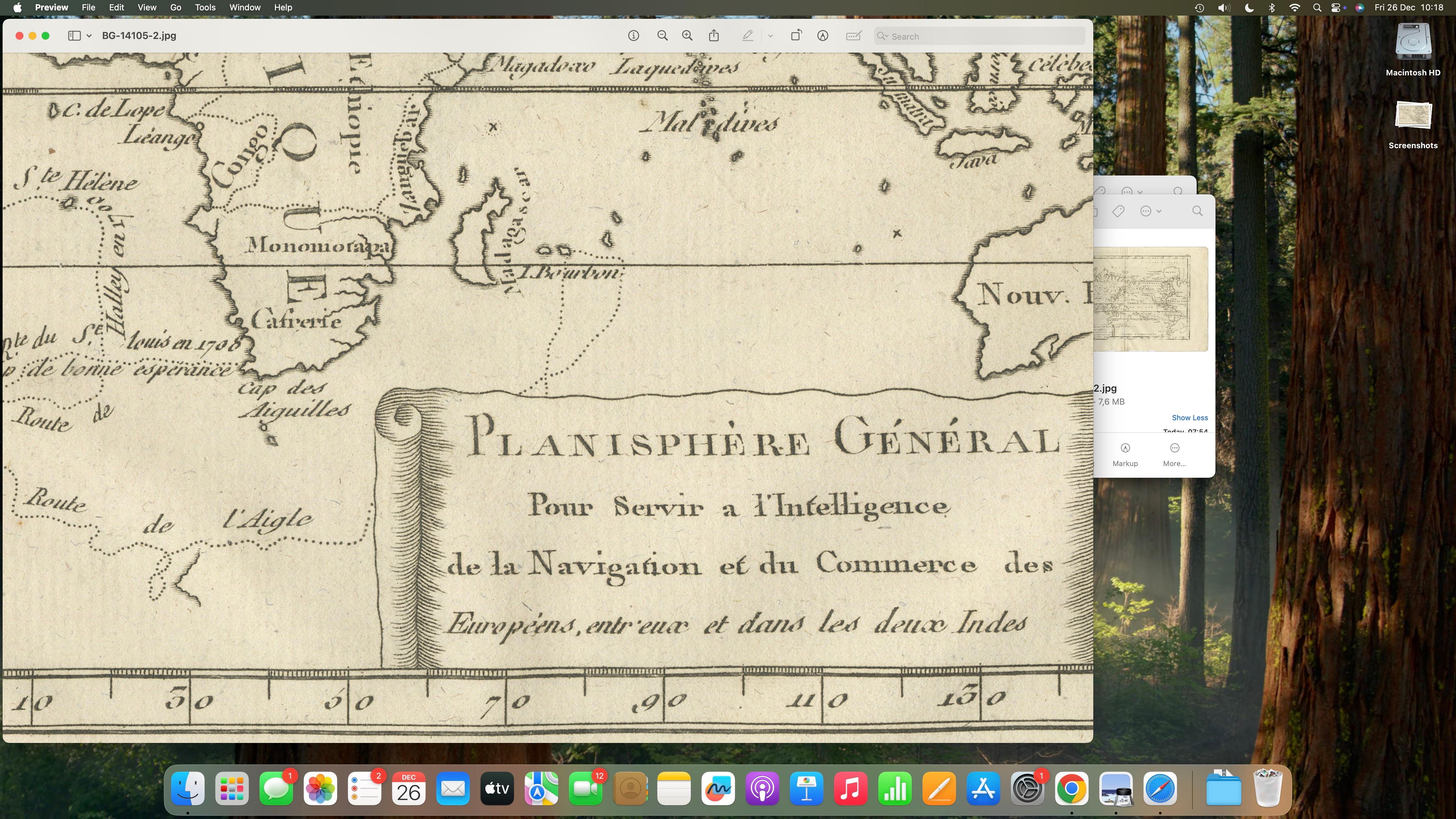 General World Planisphere for Navigation & Trade – Bonne c.1780