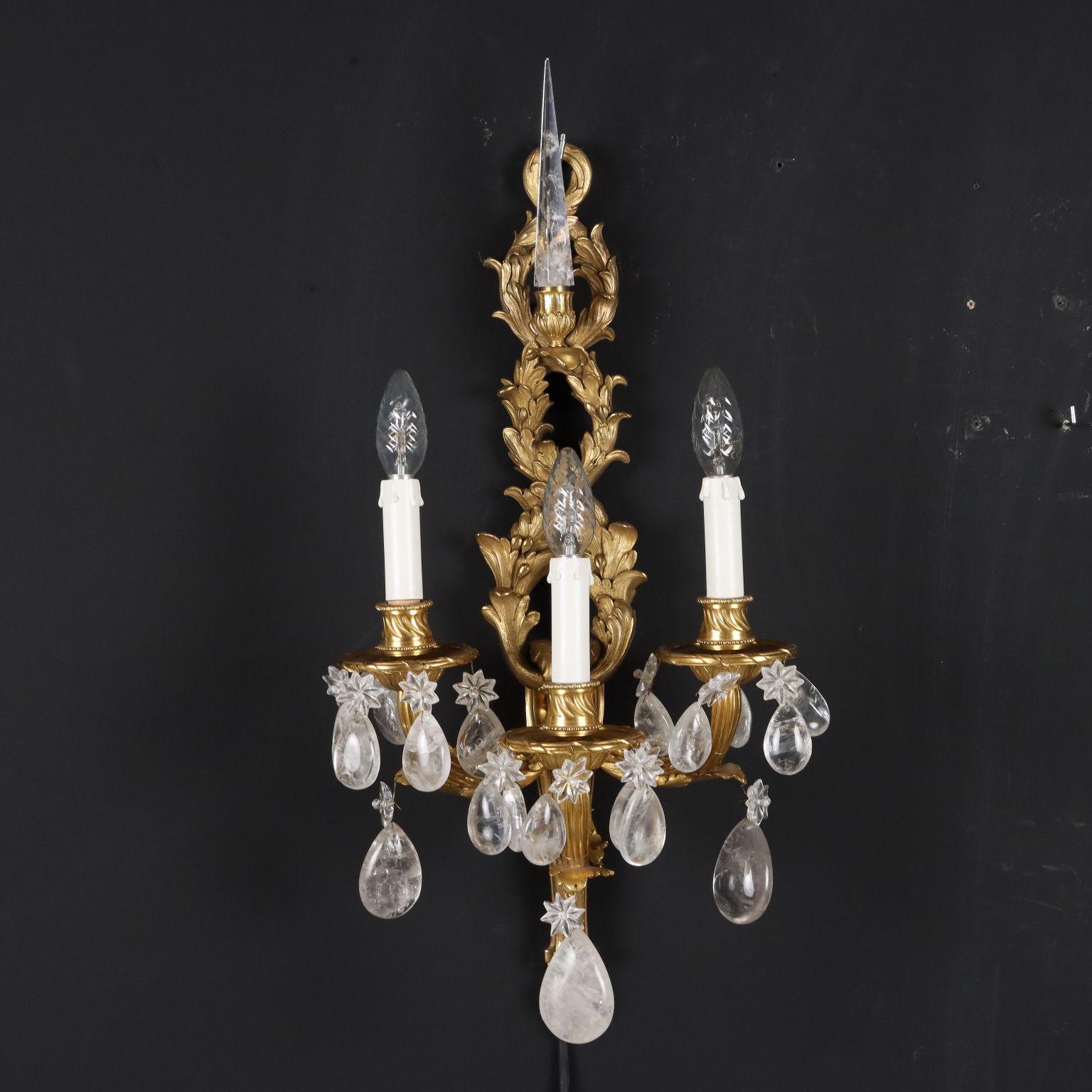 Gilt Ancient Neoclassical Style Wall Lamps, Italy, 20th Century