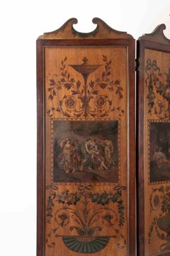 Ancient Neoclassical Three Panels Screen, Italy, 18th Century