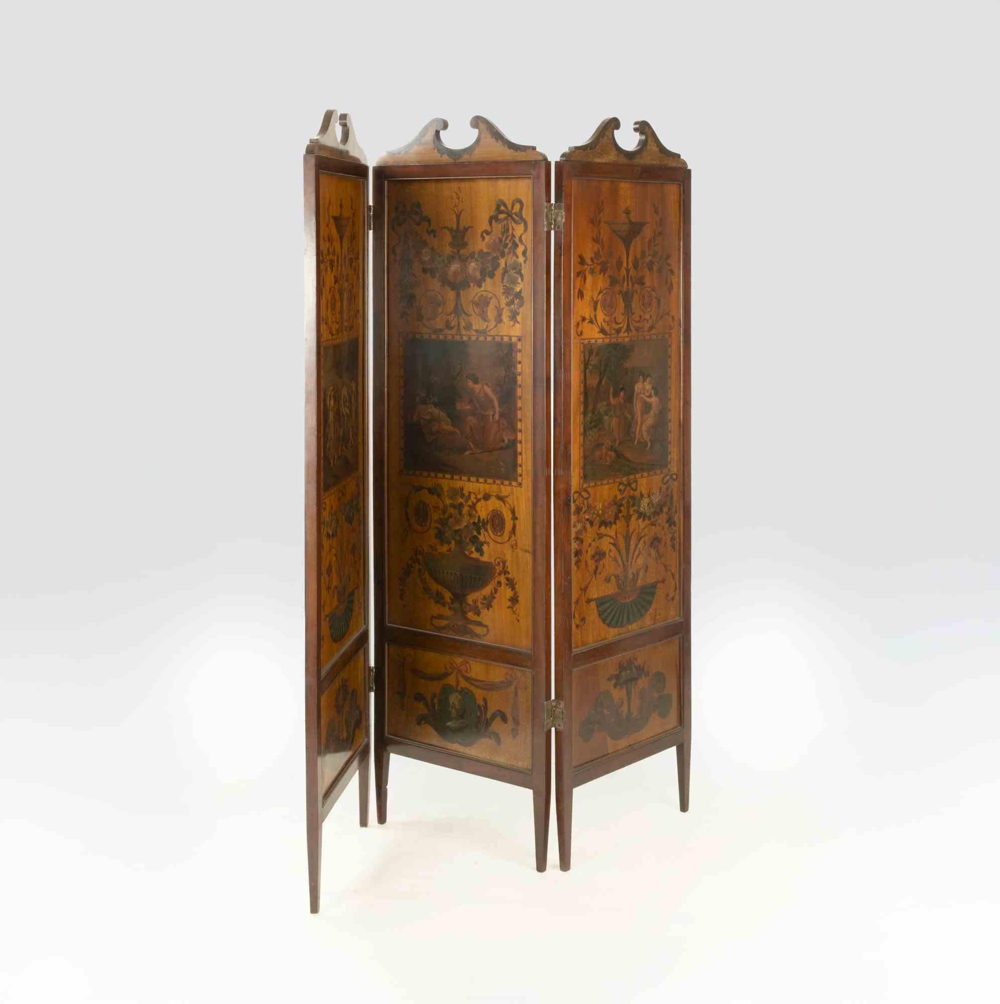 Bois Écran néoclassique ancien à trois panneaux, Italie, 18ème siècle en vente