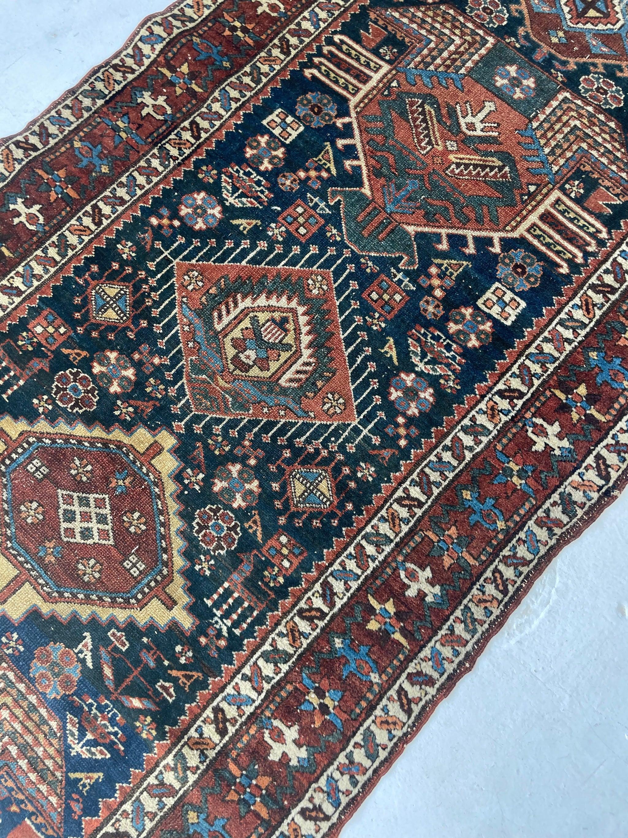 Hand-Knotted Ancient Nomadic Northwest Persian Karaja Runner Rug, circa 1920's For Sale