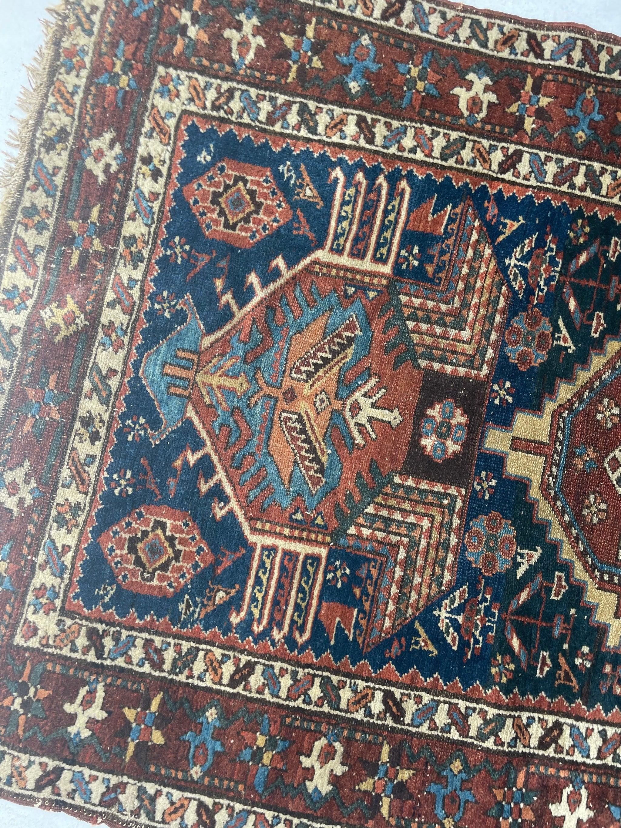 Ancient Nomadic Northwest Persian Karaja Runner Rug, circa 1920's In Good Condition For Sale In Milwaukee, WI