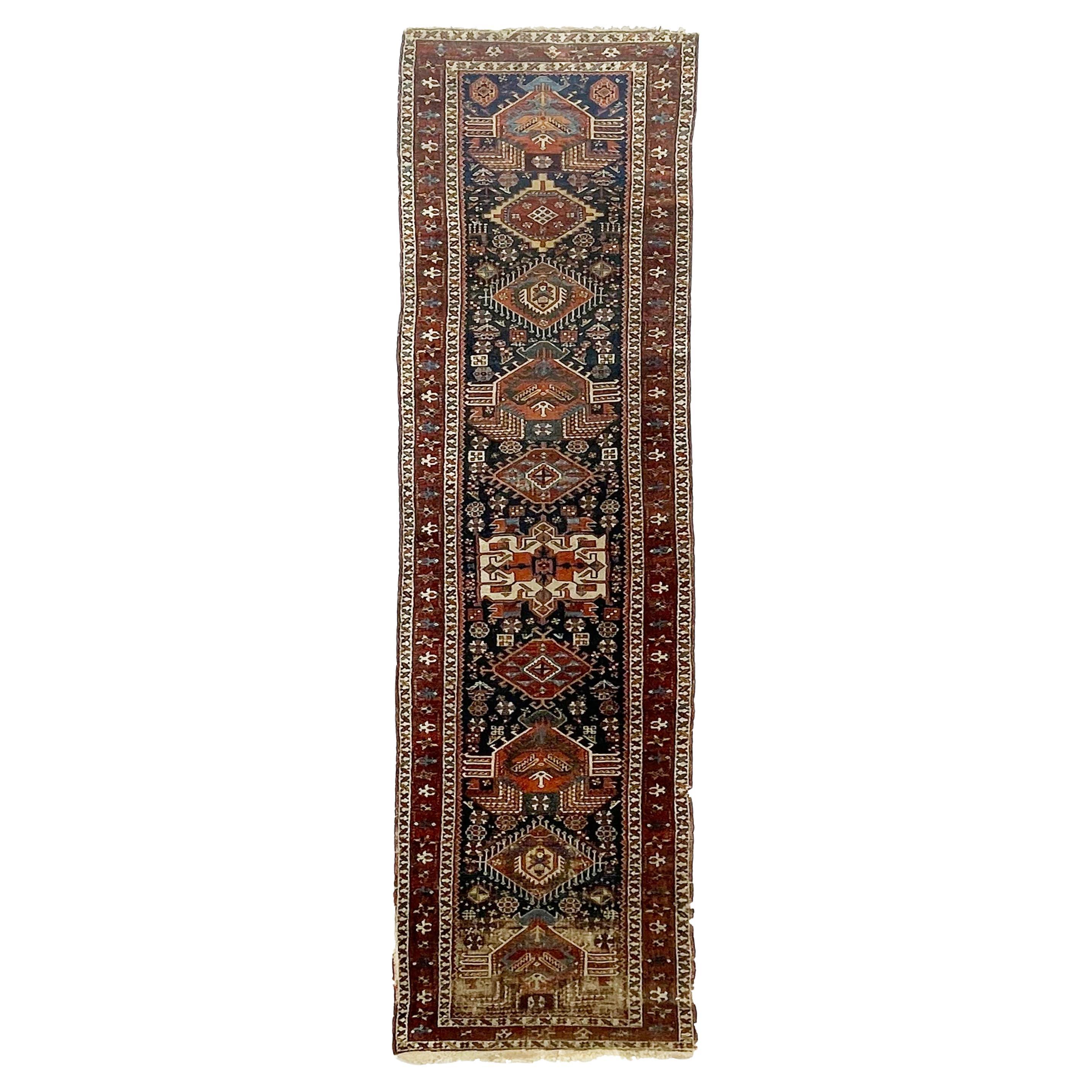 Ancient Nomadic Northwest Persian Karaja Runner Rug, circa 1920's For Sale