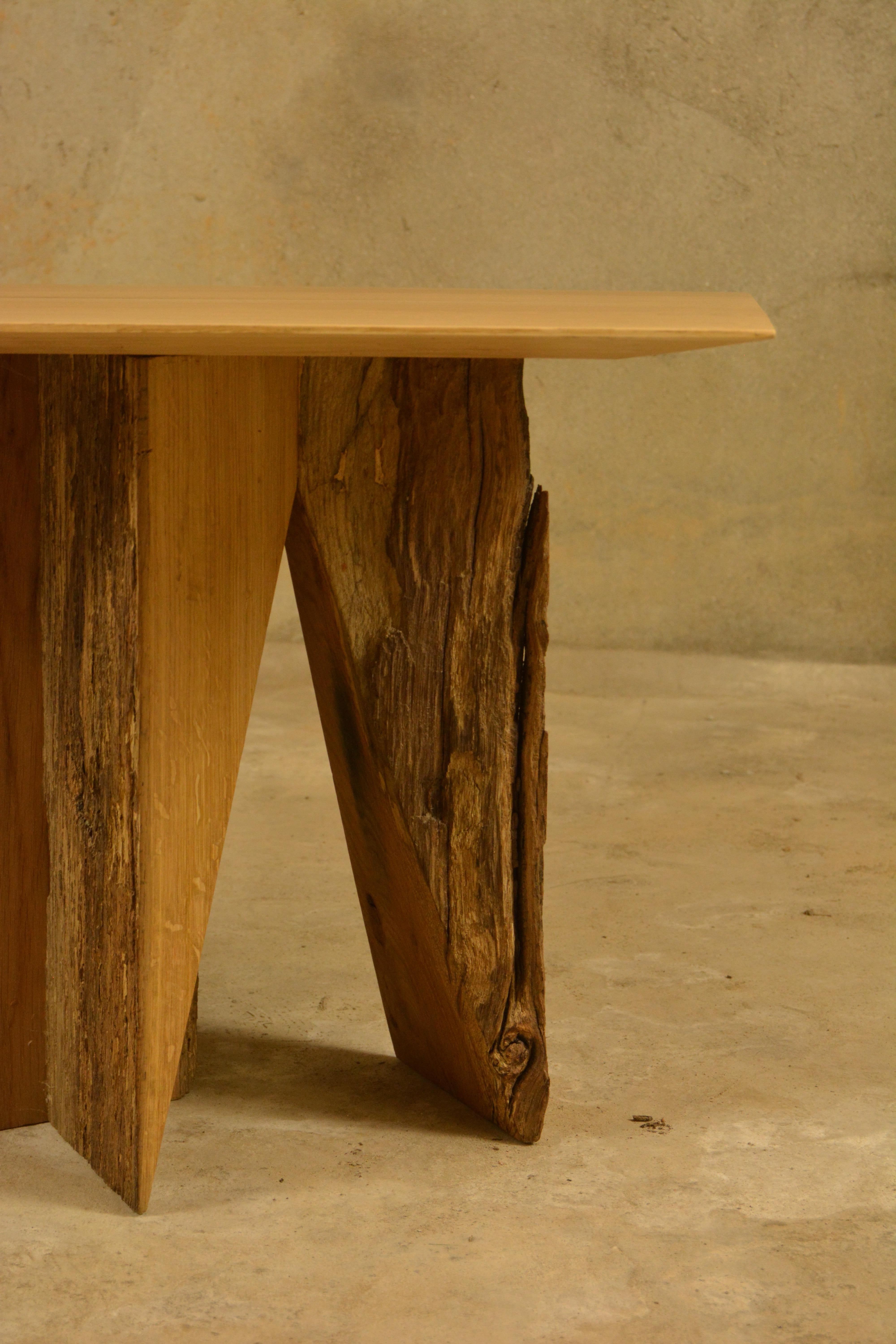 Organic Modern Ancient Normandy Oak New Designed Side Table by Timothée Musset For Sale