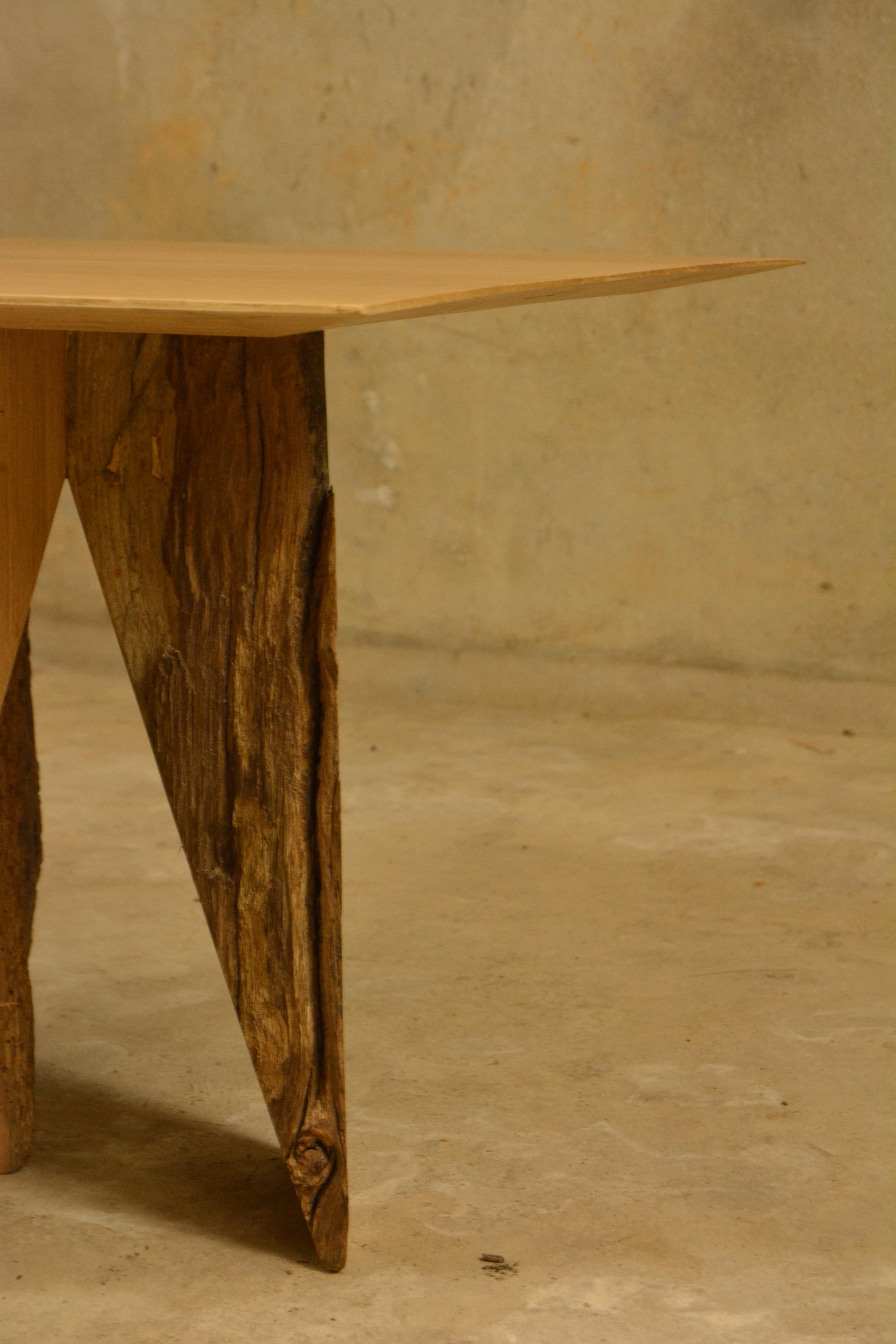 French Ancient Normandy Oak New Designed Side Table by Timothée Musset