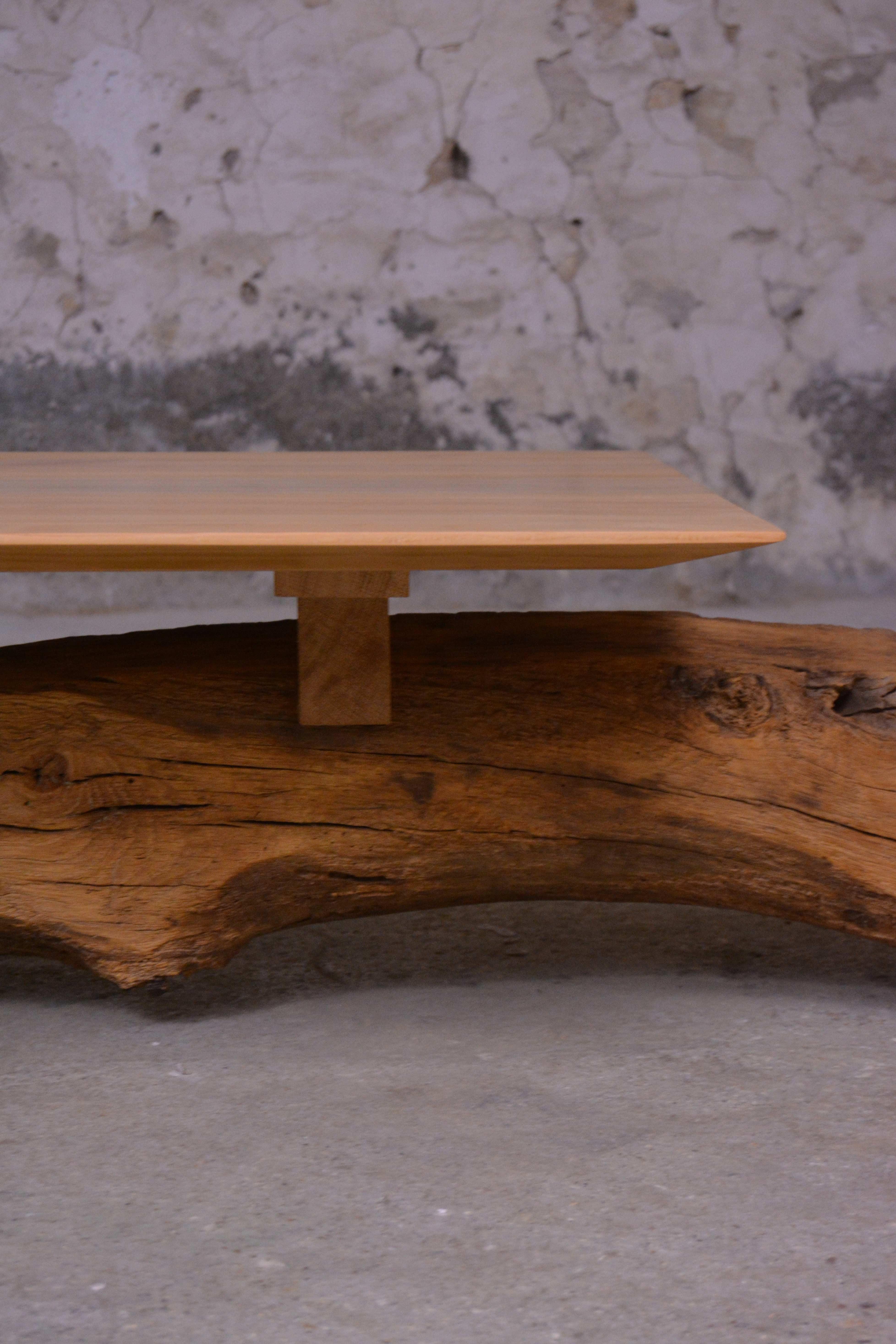 French Ancient Normandy Oak New Designed Side Table by Timothée Musset For Sale