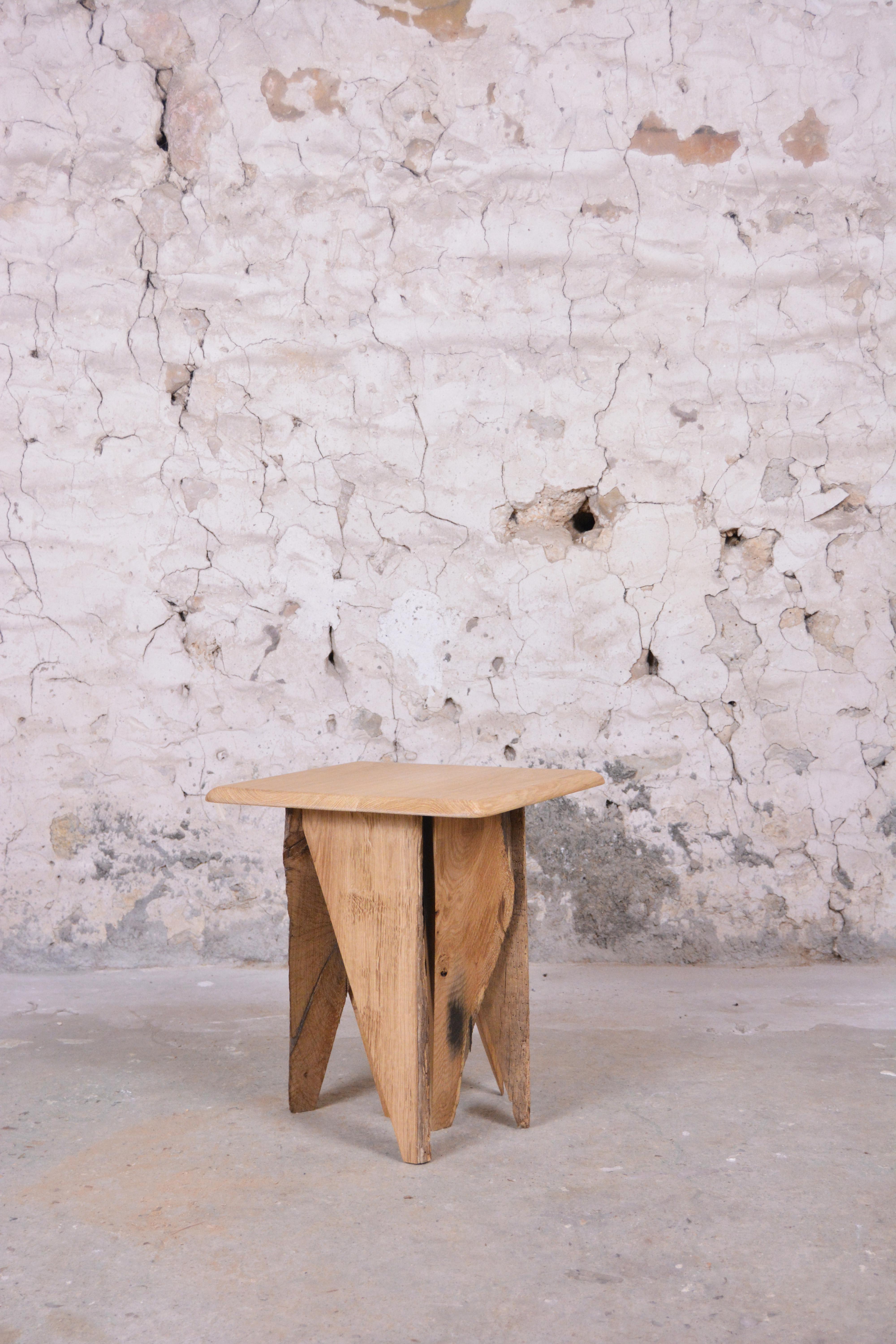 French Ancient Normandy Oak New Designed Side Table by Timothée Musset For Sale