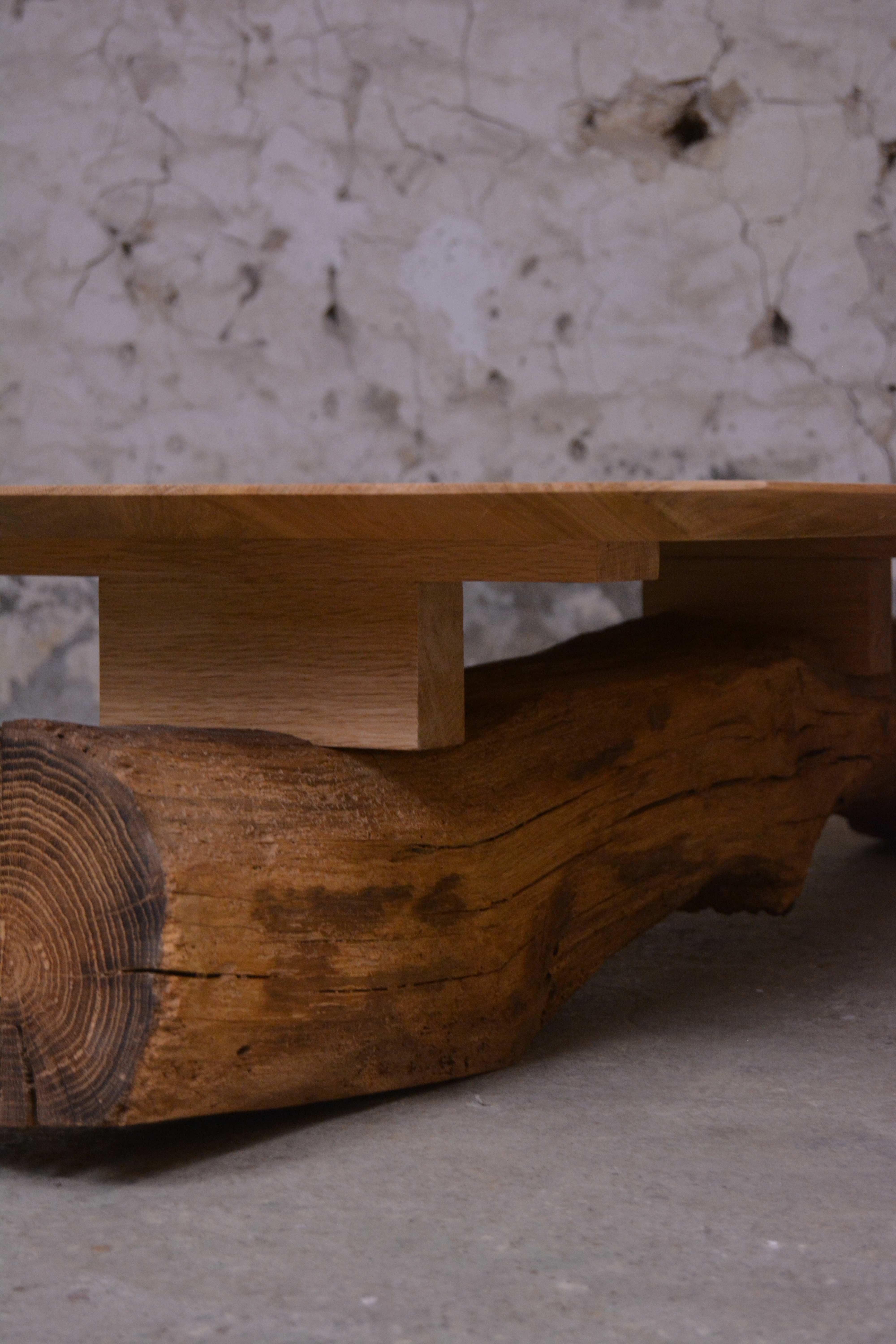 Ancient Normandy Oak New Designed Side Table by Timothée Musset In New Condition For Sale In Geneve, CH