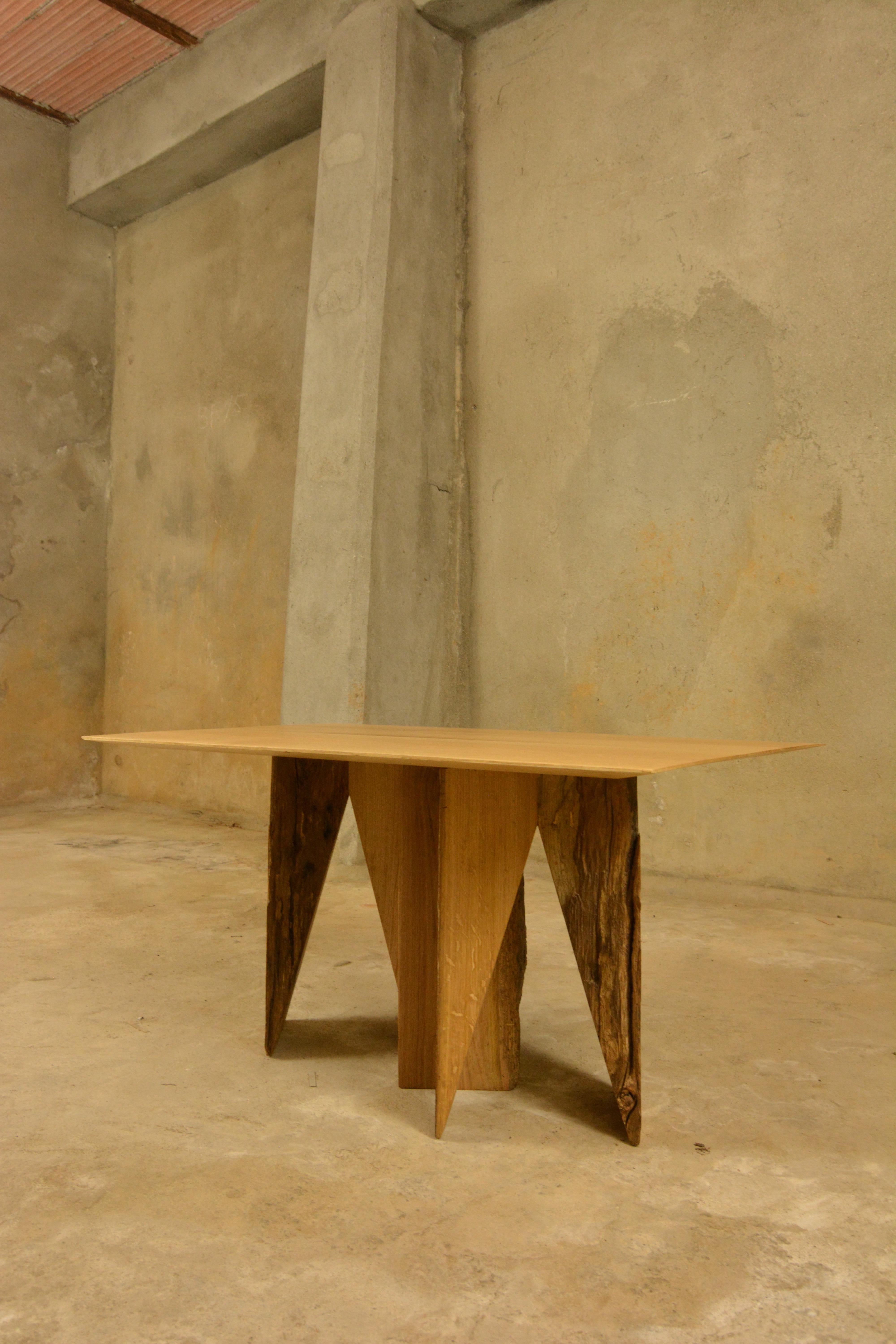 Contemporary Ancient Normandy Oak New Designed Side Table by Timothée Musset