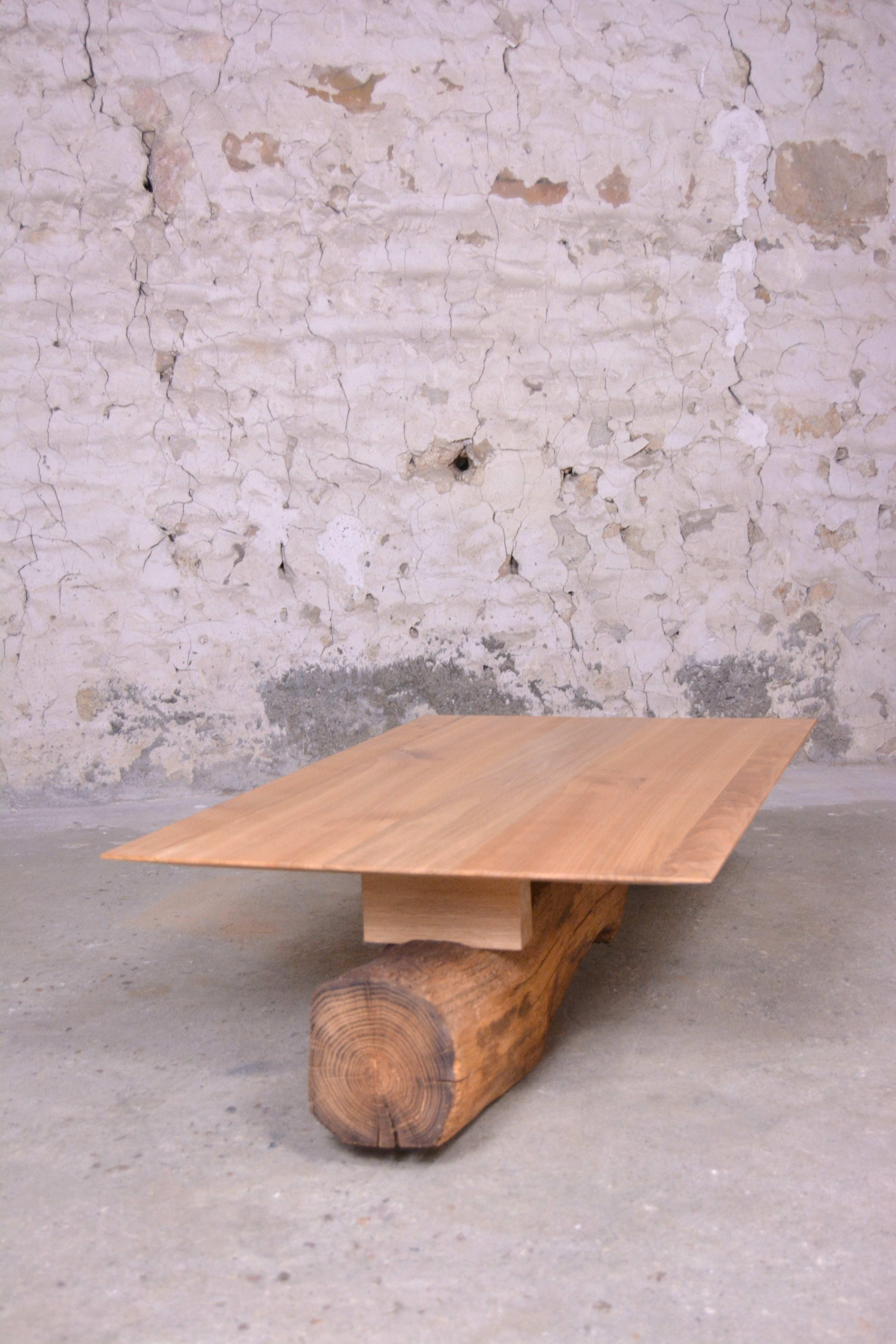 Contemporary Ancient Normandy Oak New Designed Side Table by Timothée Musset For Sale