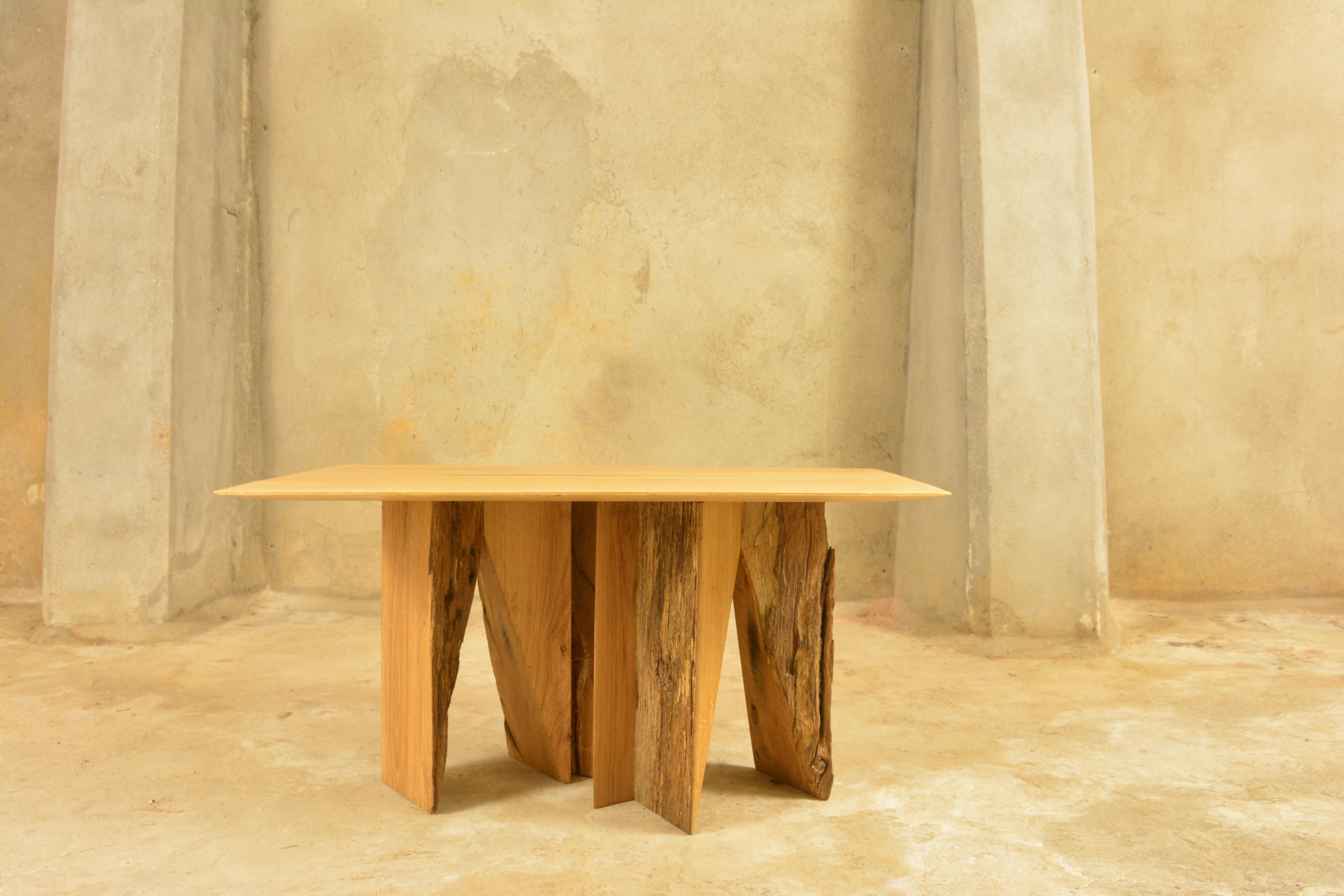 Ancient Normandy Oak New Designed Side Table by Timothée Musset For Sale 1