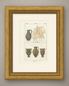 Ancient Painted Vase with Its Painting and Three Other Vases, Lithograph, 1842