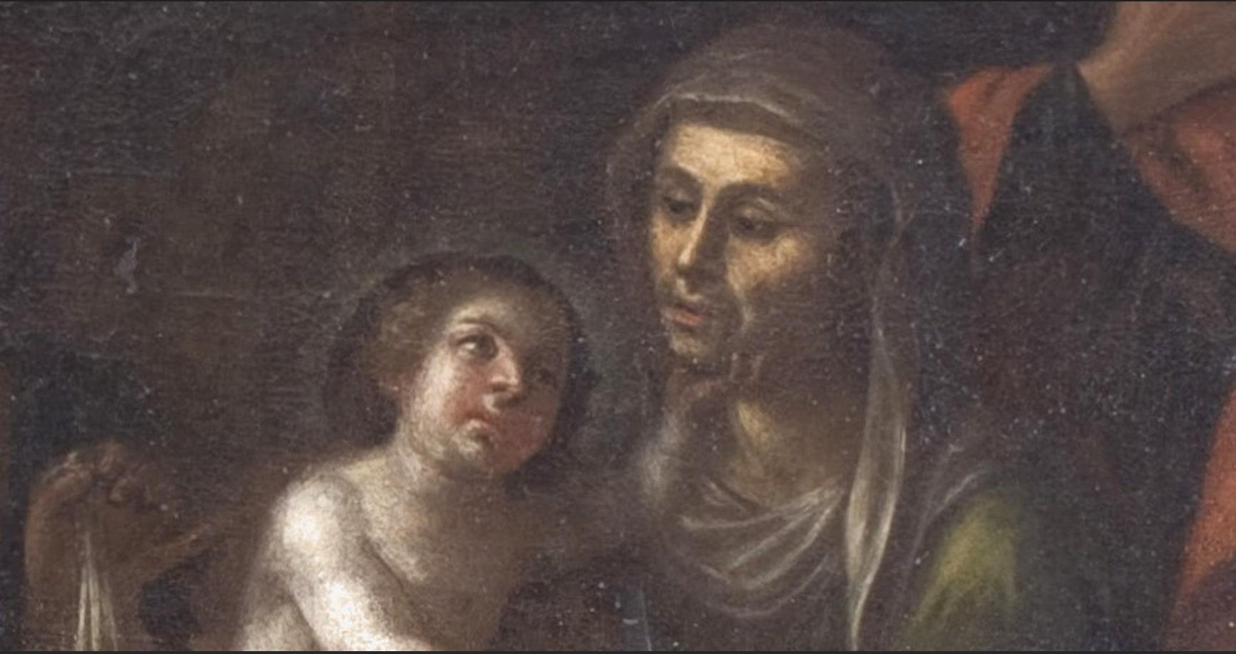 Antikes Gemälde „Madonna und Saint Anne“ aus dem 17. Jahrhundert. (Italian) im Angebot