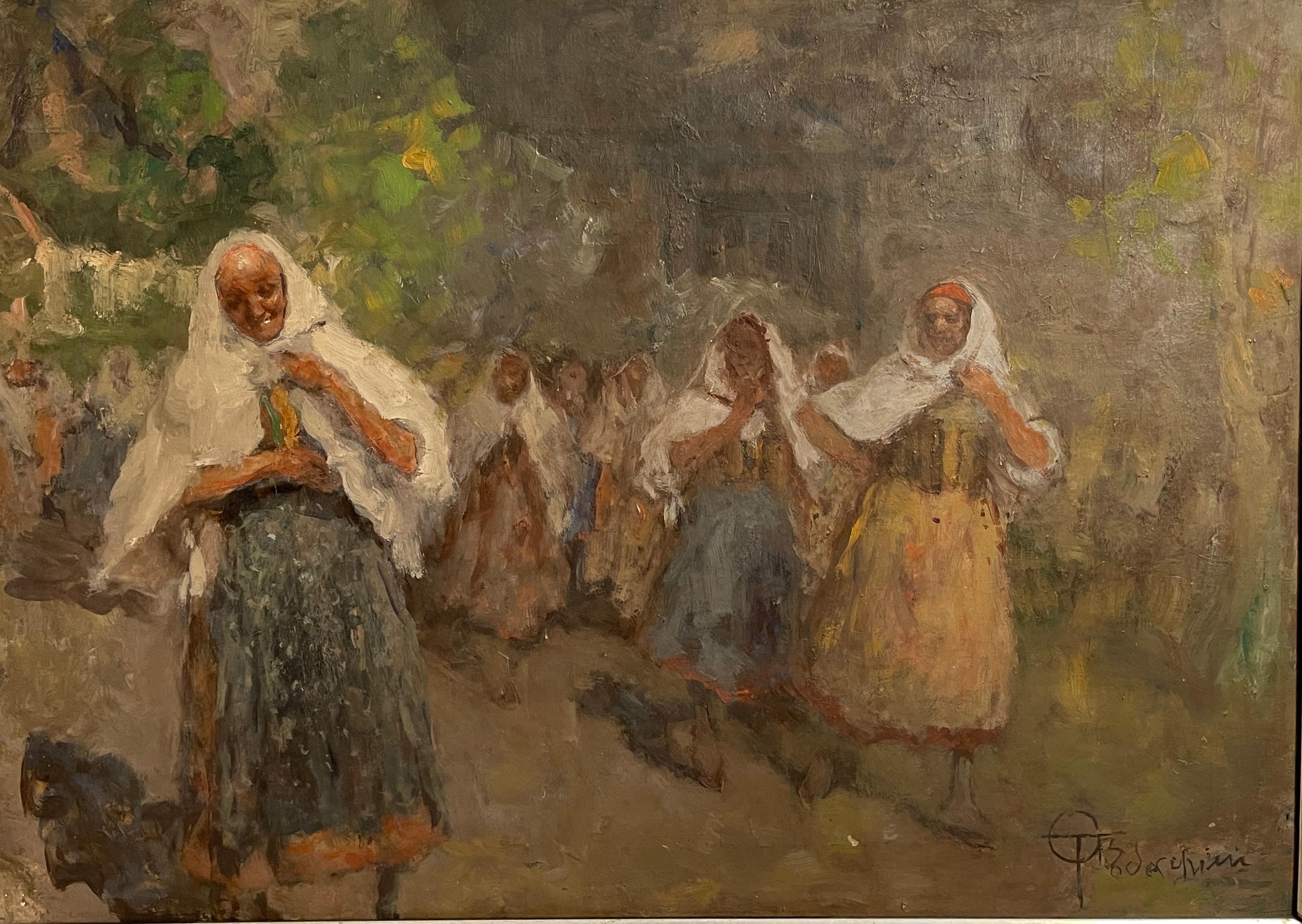A painting that well represents the Italian nineteenth century, in technique and subjects, the work is full of characterized figures and represents the 