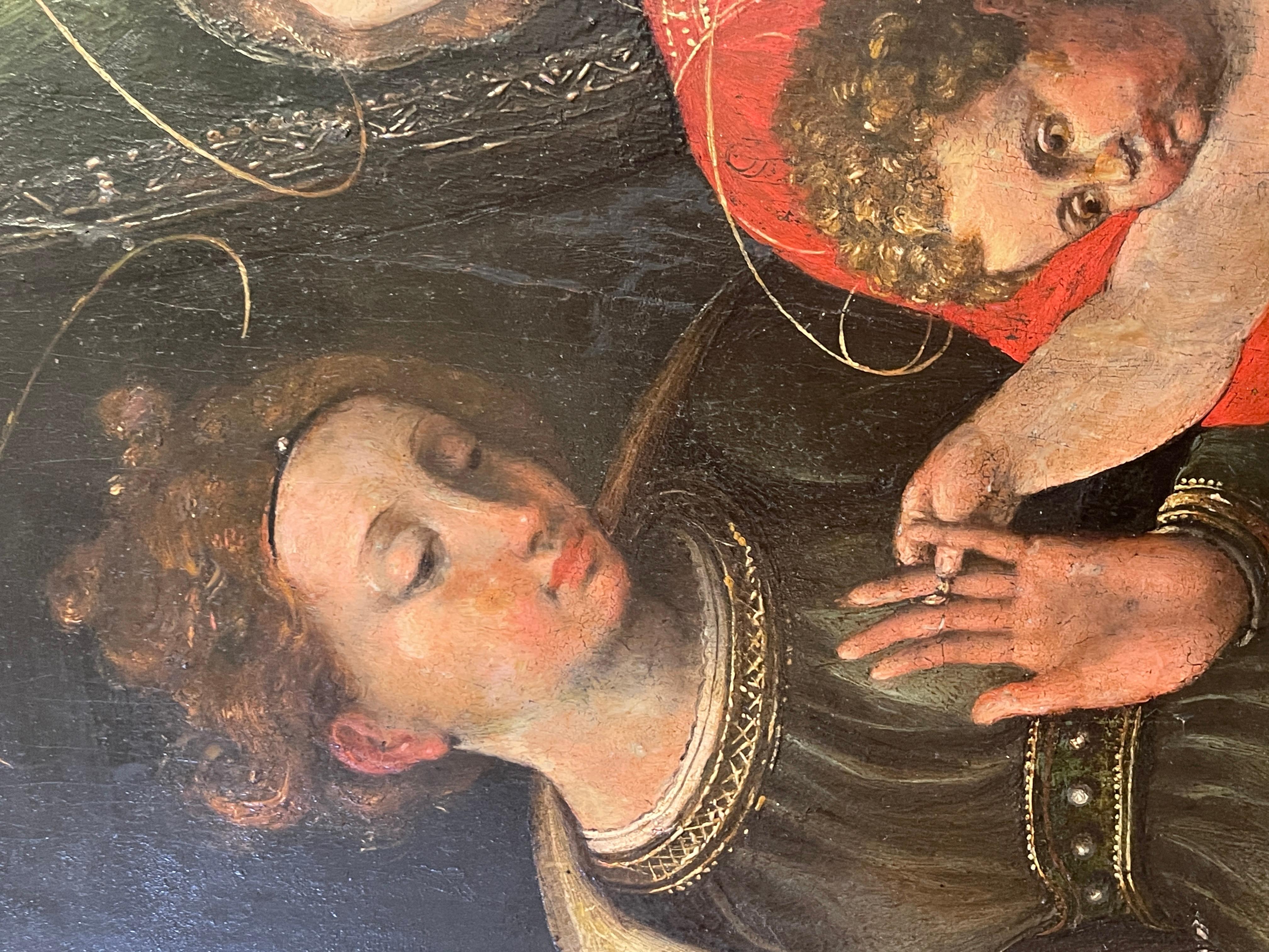 Antikes Gemälde, Öl auf Tafel, Mystische Hochzeit der Heiligen Katharina, 16. Jahrhundert im Zustand „Gut“ in Monza, IT