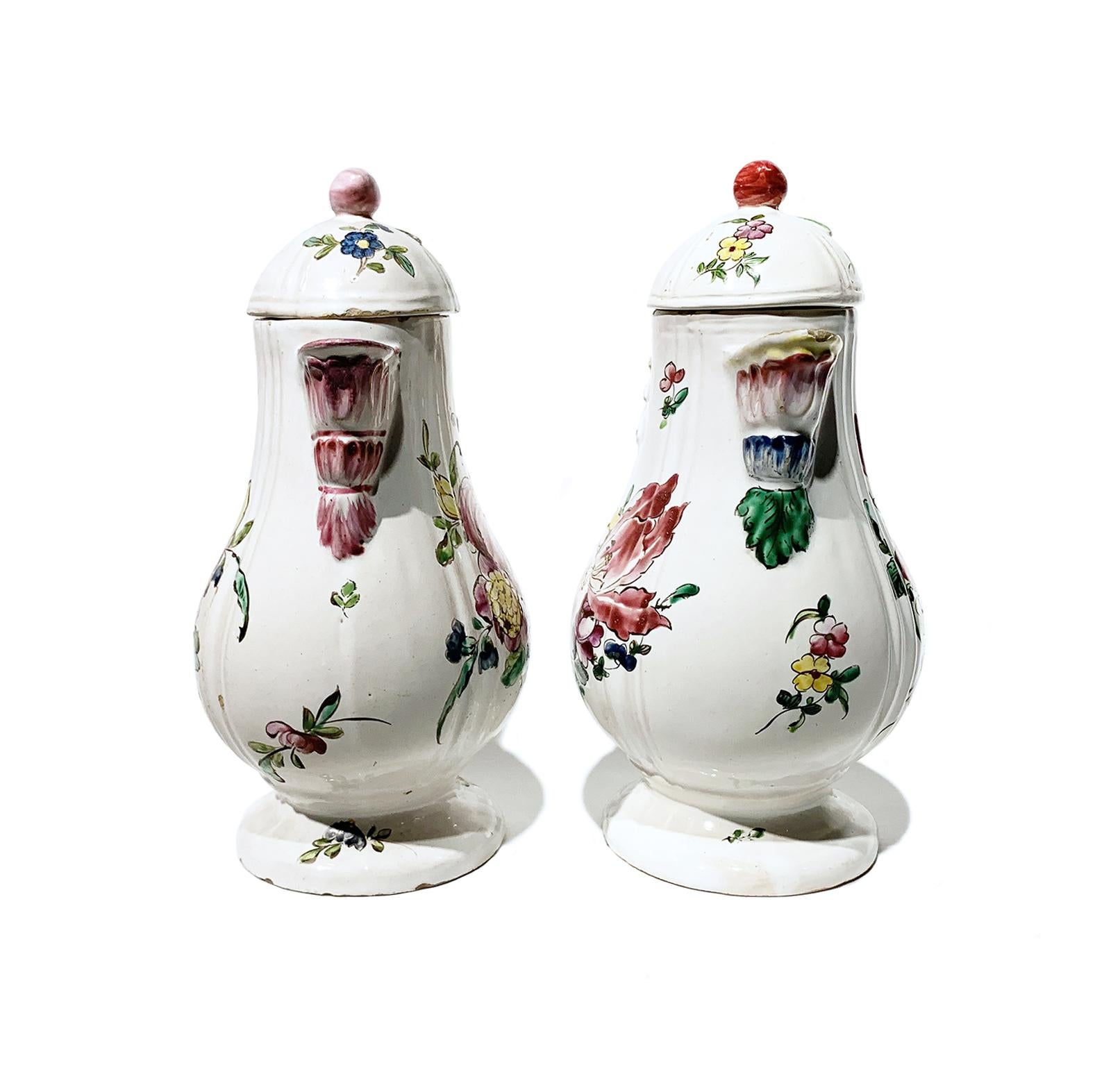 Glazed Ancient Pair Coffee Pots, Pasquale Rubati Manufacture Milan, 1770 circa For Sale