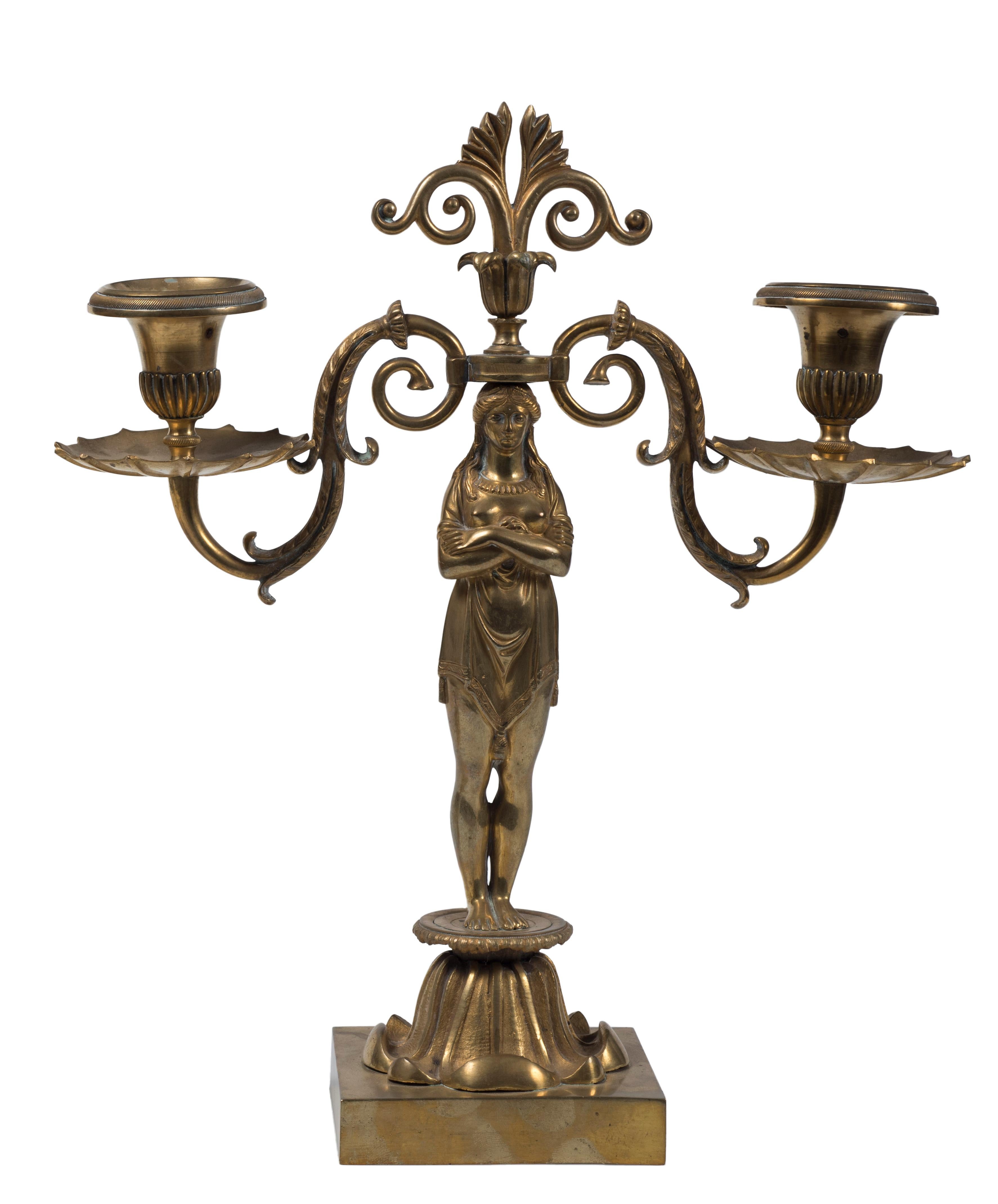 Ancient Pair of Candleholders, French Manufacture 19th Century In Good Condition For Sale In Roma, IT