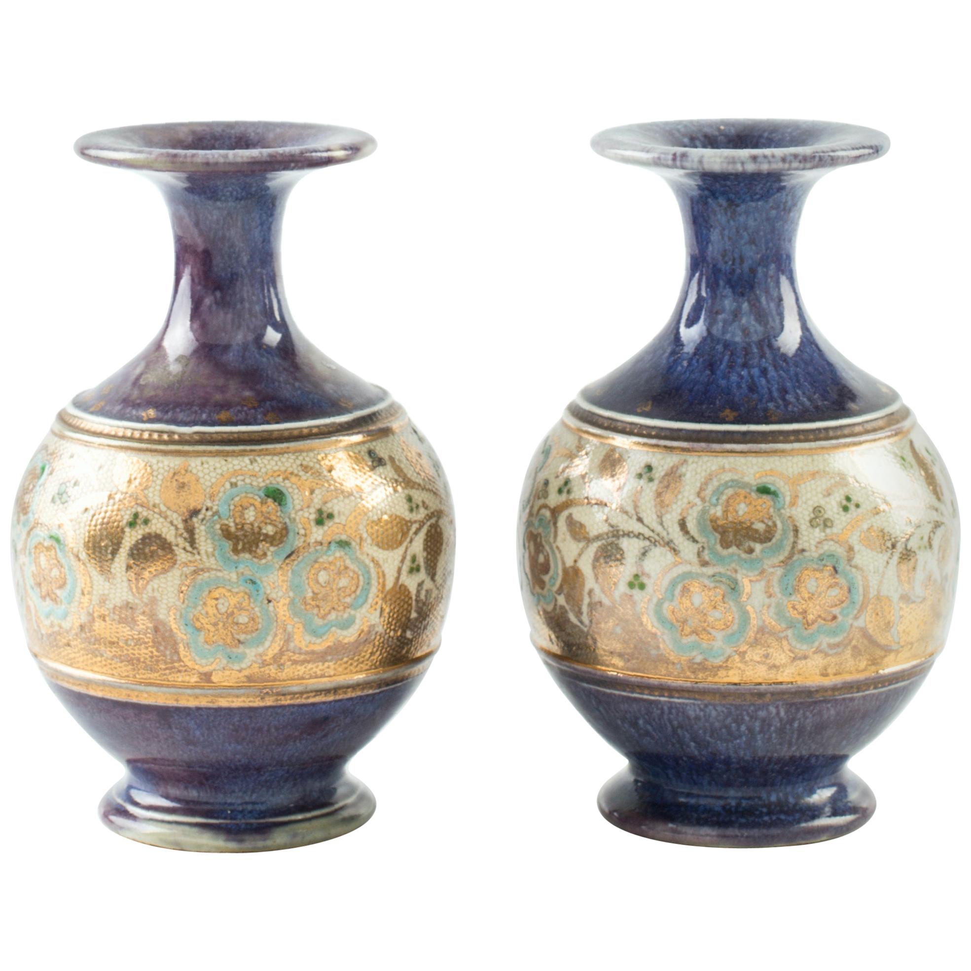 Ancient Pair of Royal Doulton Vases, End of 19th Century