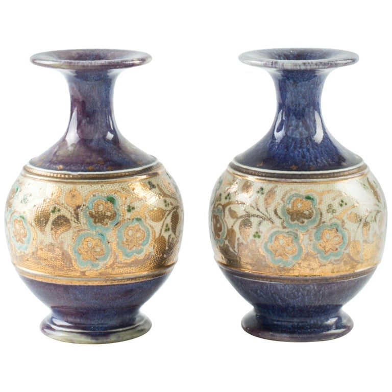 Ancient Pair of Royal Doulton Vases, End of 19th Century at 1stDibs
