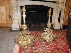 Ancient Pair of Wings in Gilded Bronze, Richly Decorated Female Face, '700 Italy