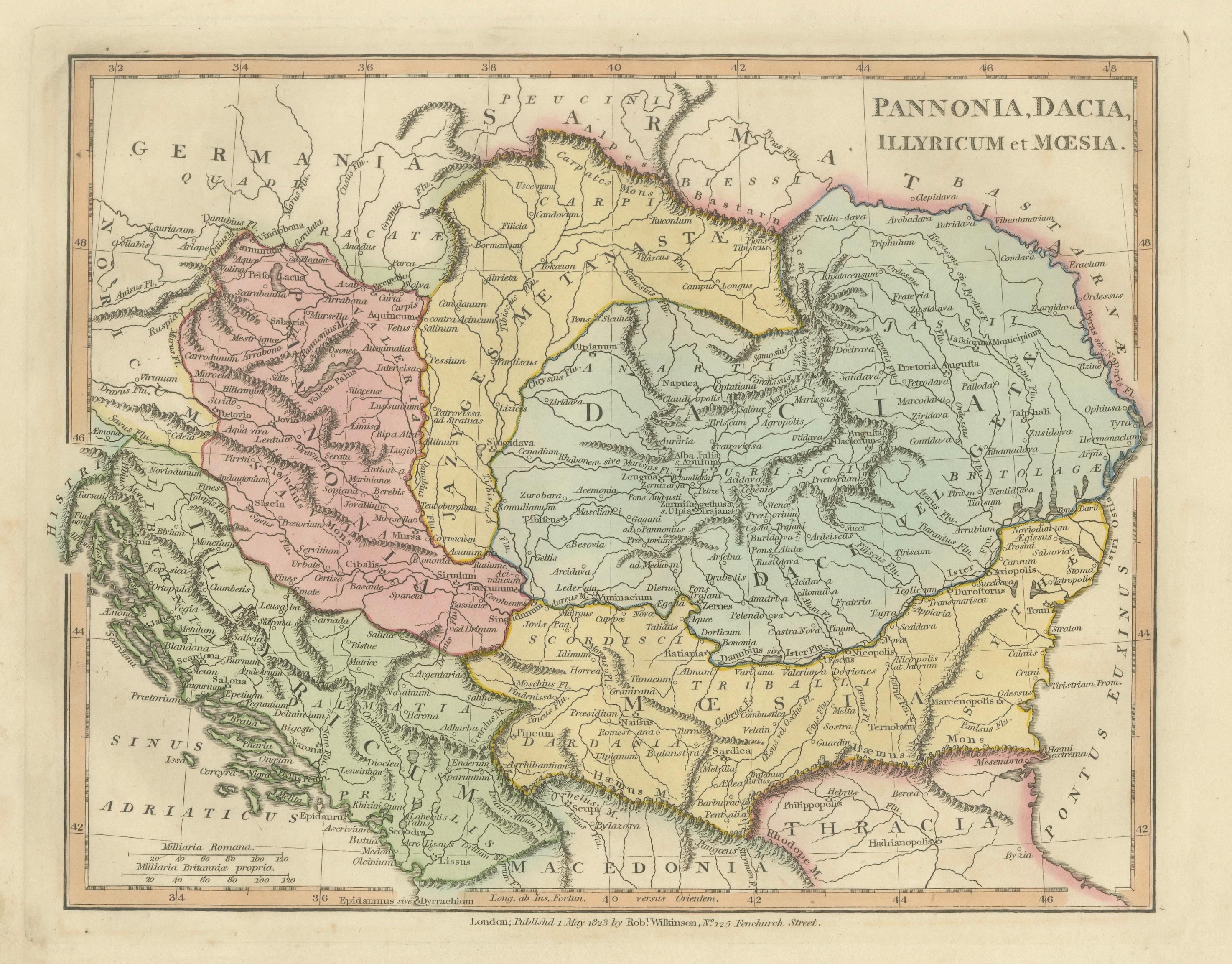 Ancient Pannonia & Dacia Map — Roman Balkans Provinces, Wilkinson 1823