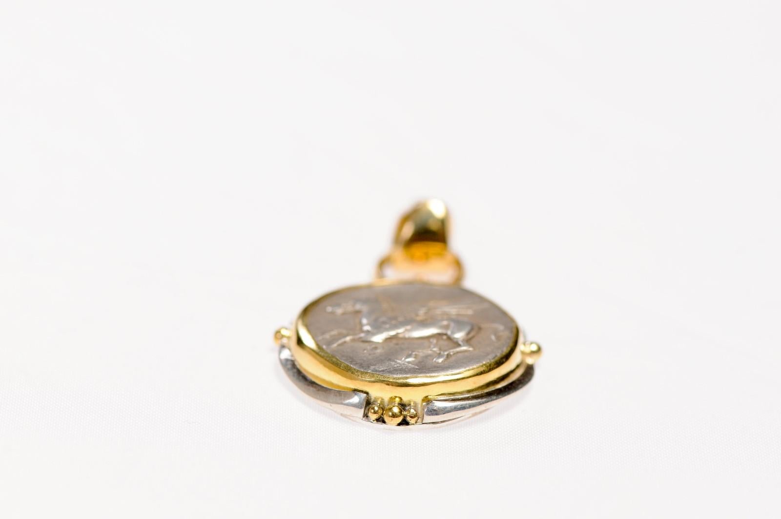 Ancient Pegasus Coin in 22 kt Gold Pendant (pendant only) For Sale 4