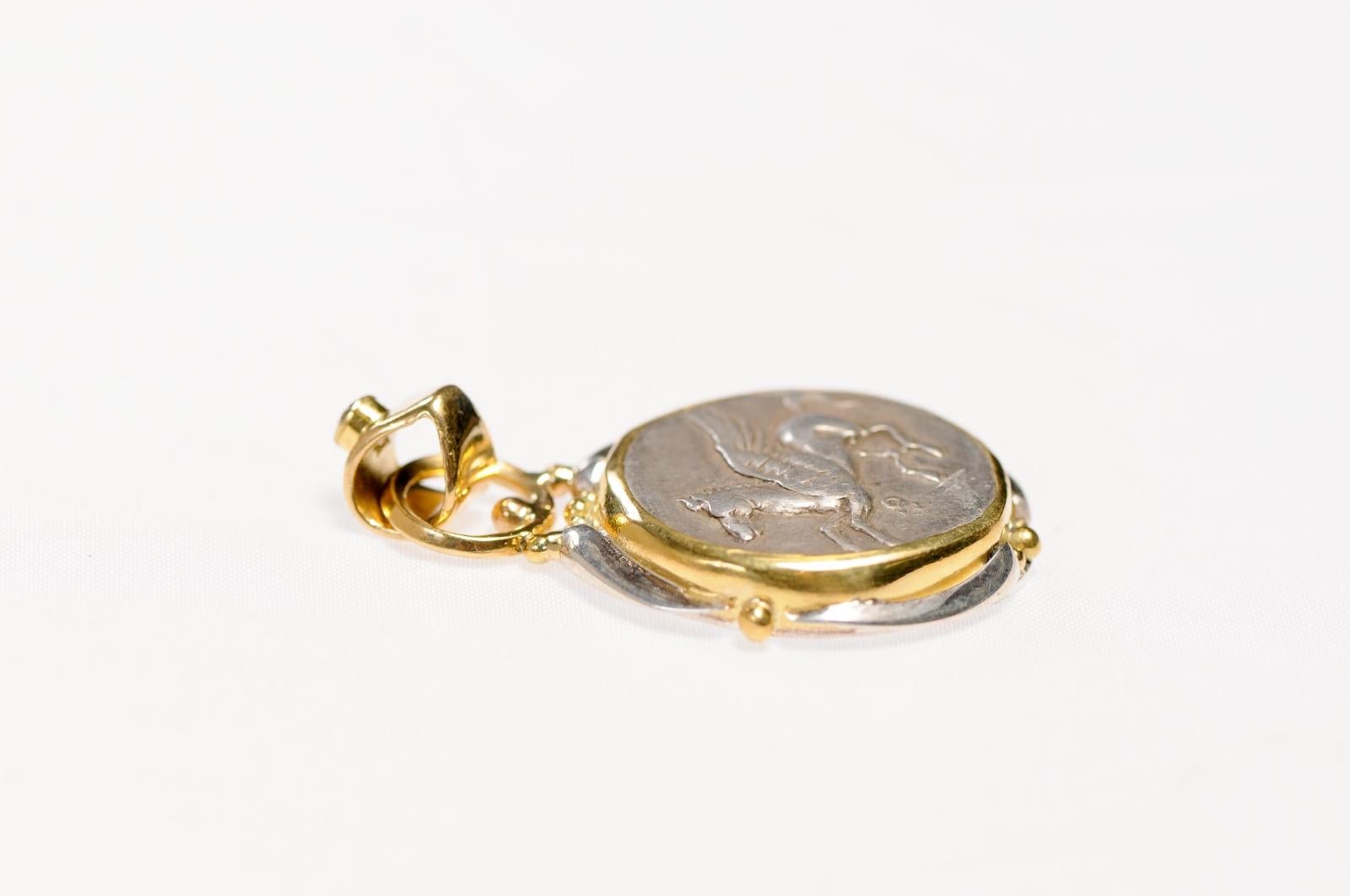 Ancient Pegasus Coin in 22 kt Gold Pendant (pendant only) For Sale 6