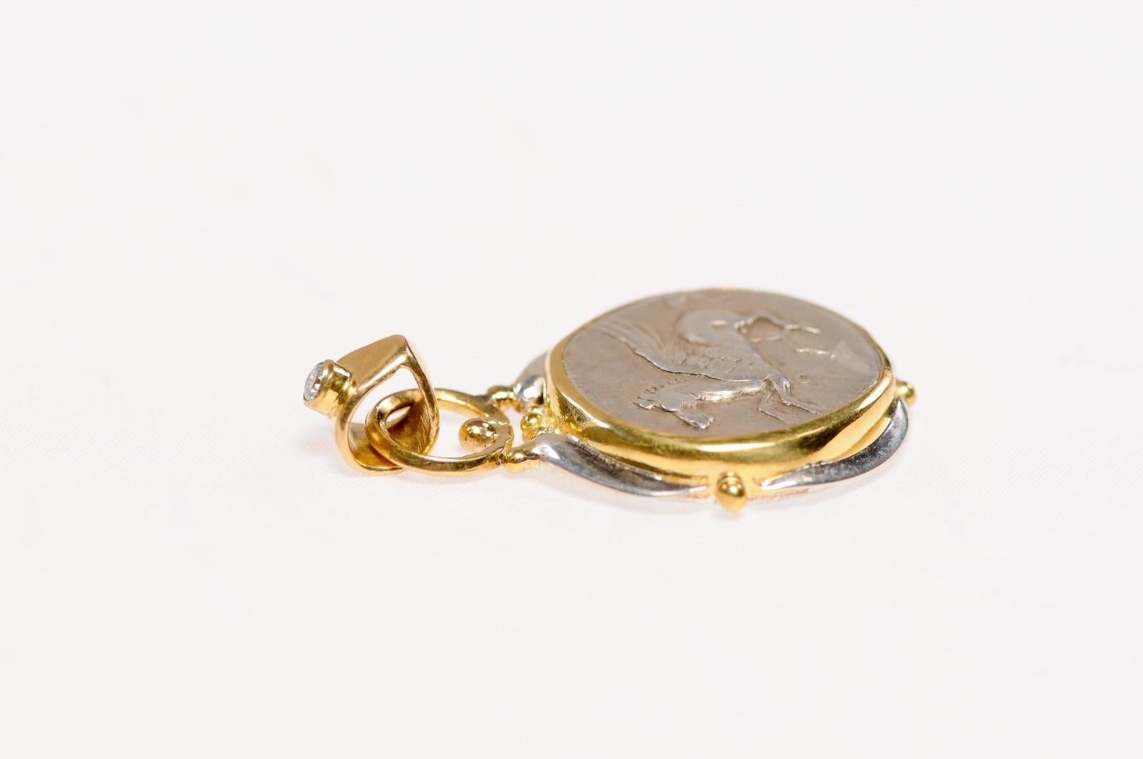 Ancient Pegasus Coin in 22 kt Gold Pendant (pendant only) For Sale 2