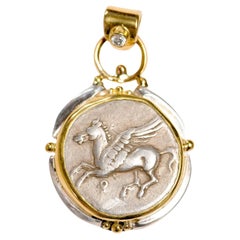 Antique Ancient Pegasus Coin in 22 kt Gold Pendant (pendant only)