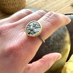 Ancient Pegasus Coin Ring with Diamond, in 24kt Gold and Silver