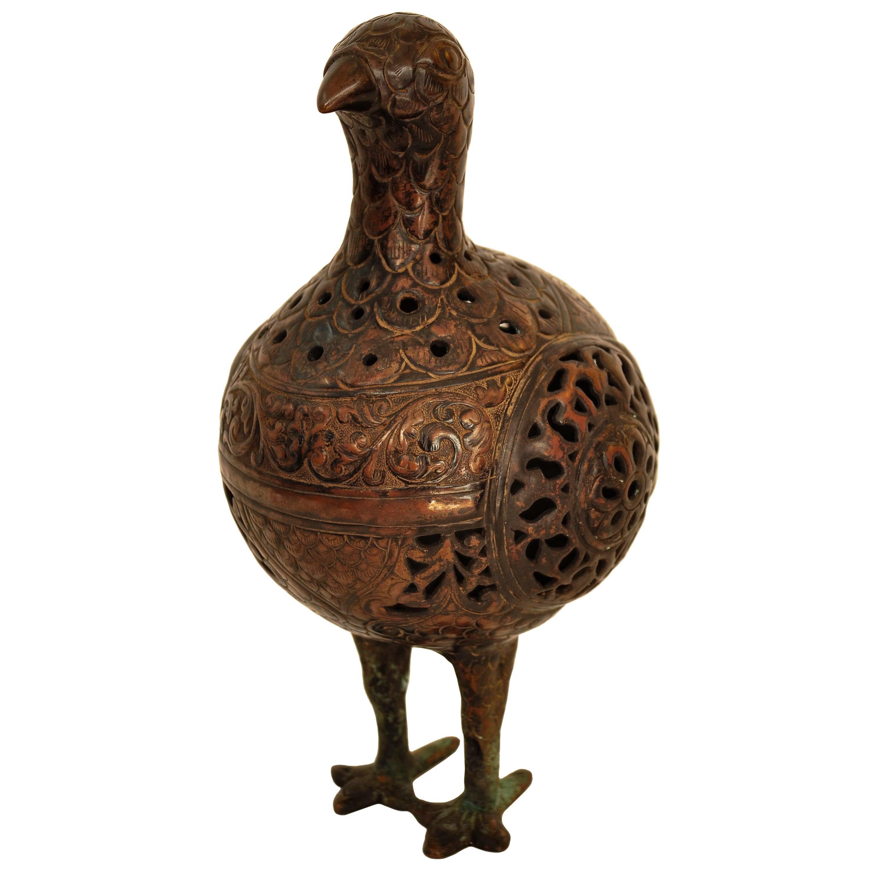 Ancient Persia 12th Century Islamic Bronze Seljuk Bird Pomander Statue Sculpture For Sale 4
