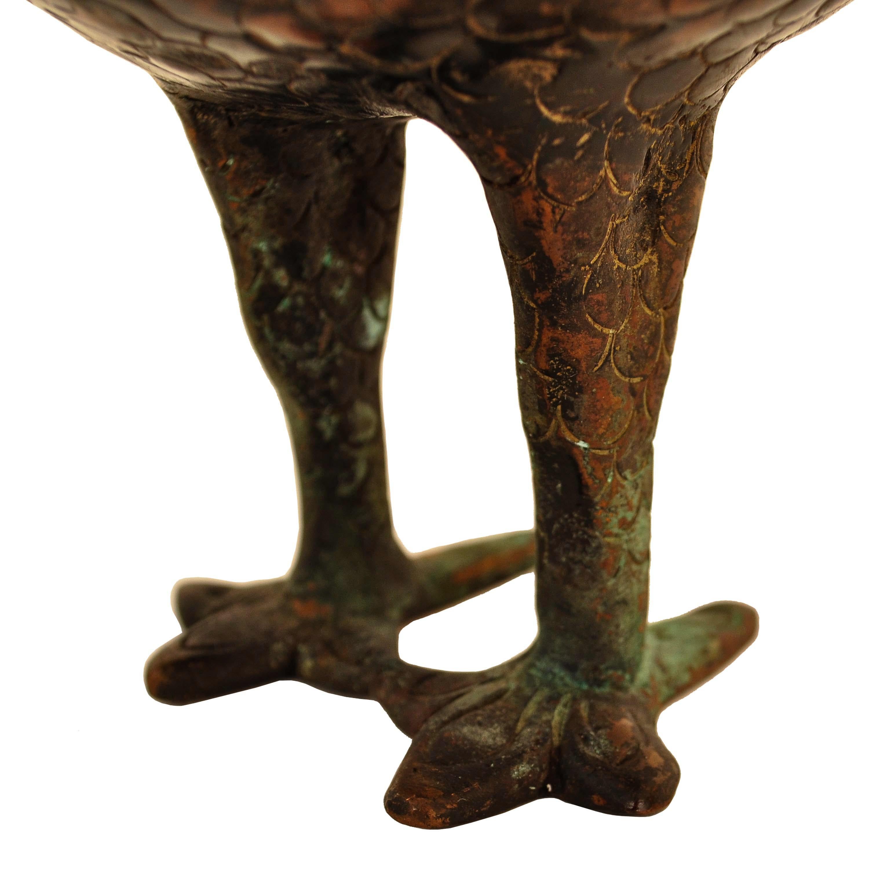 Ancient Persia 12th Century Islamic Bronze Seljuk Bird Pomander Statue Sculpture For Sale 5