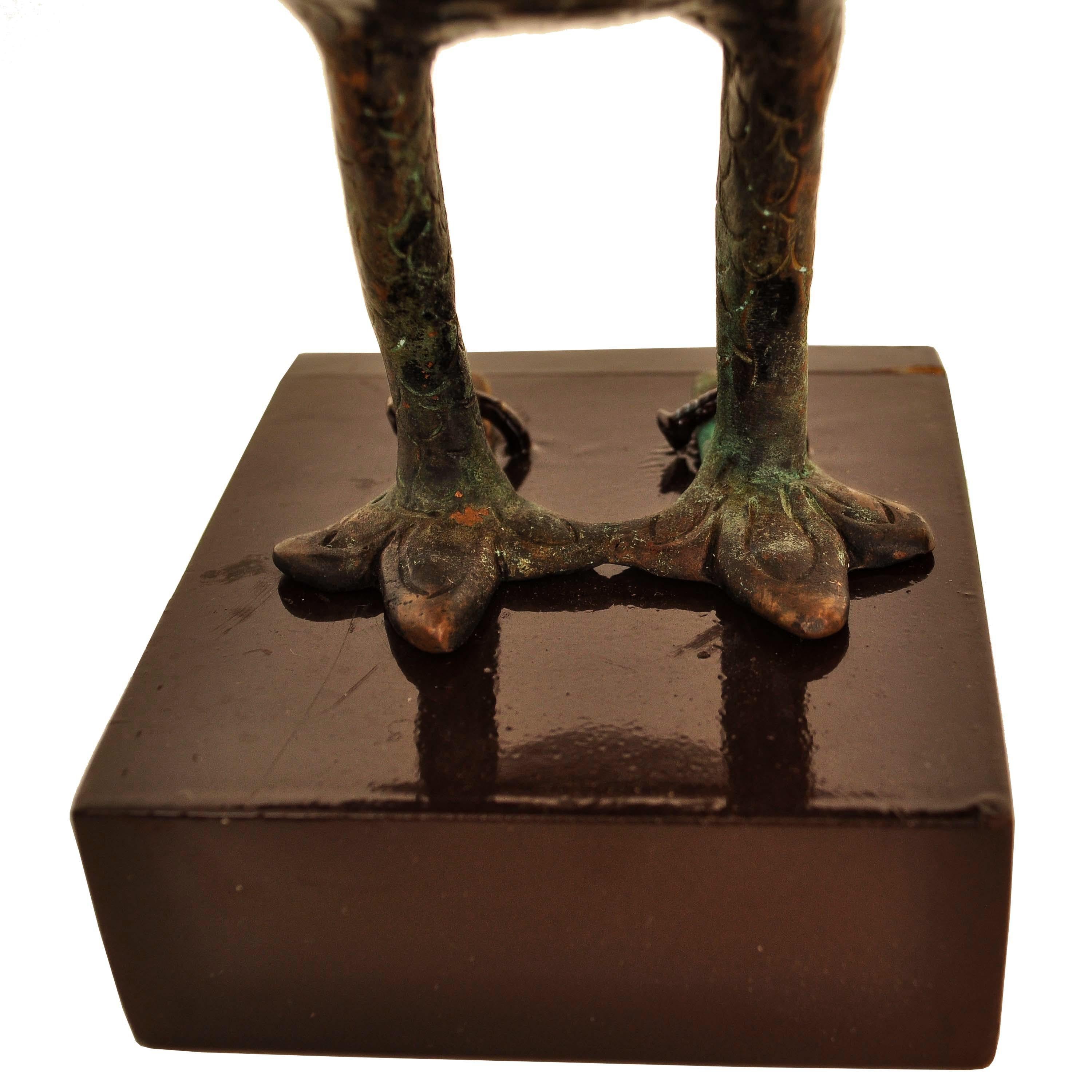 Ancient Persia 12th Century Islamic Bronze Seljuk Bird Pomander Statue Sculpture For Sale 3