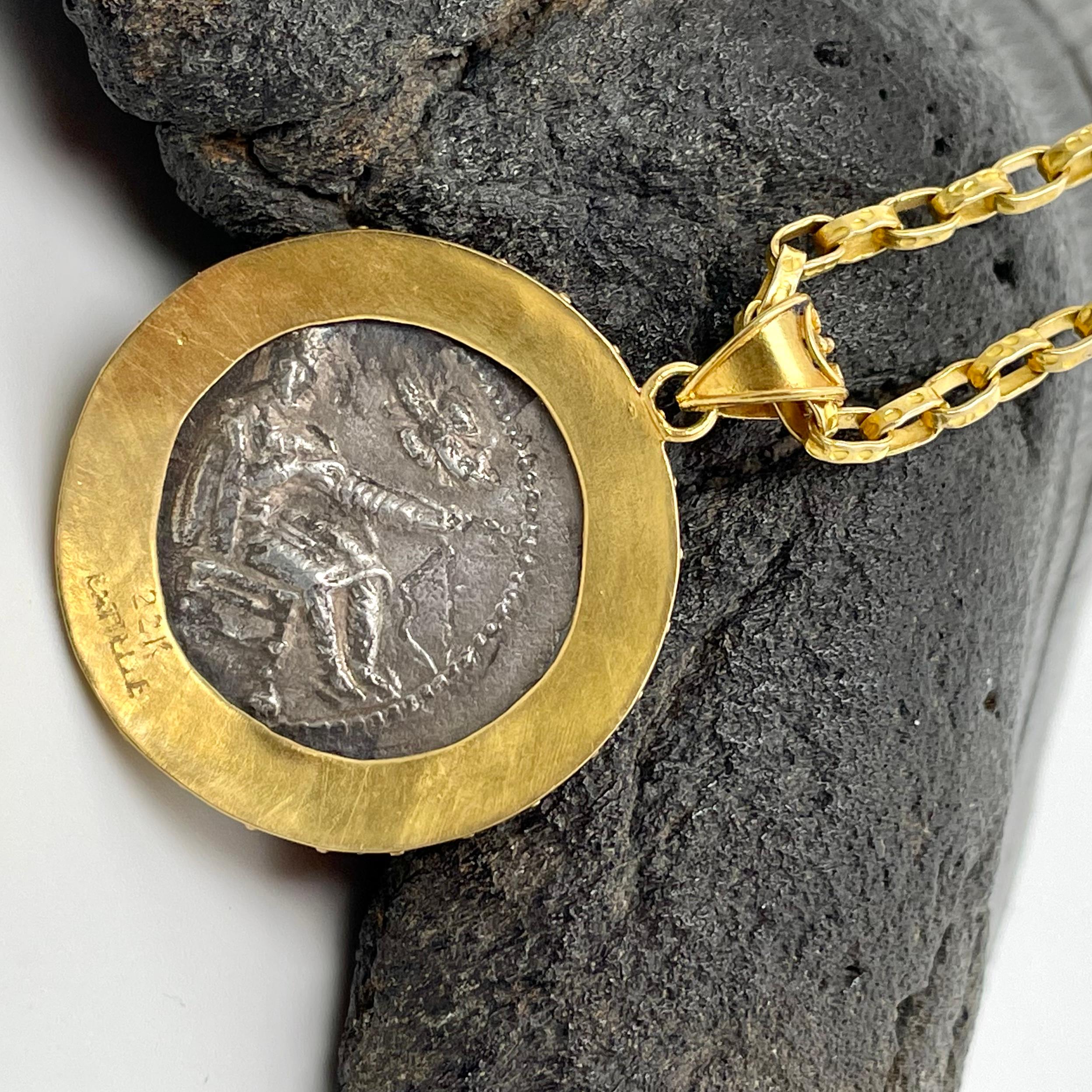 Classical Greek Ancient Persian 4th Century BC Cilicia Coin 22K Gold Pendant For Sale